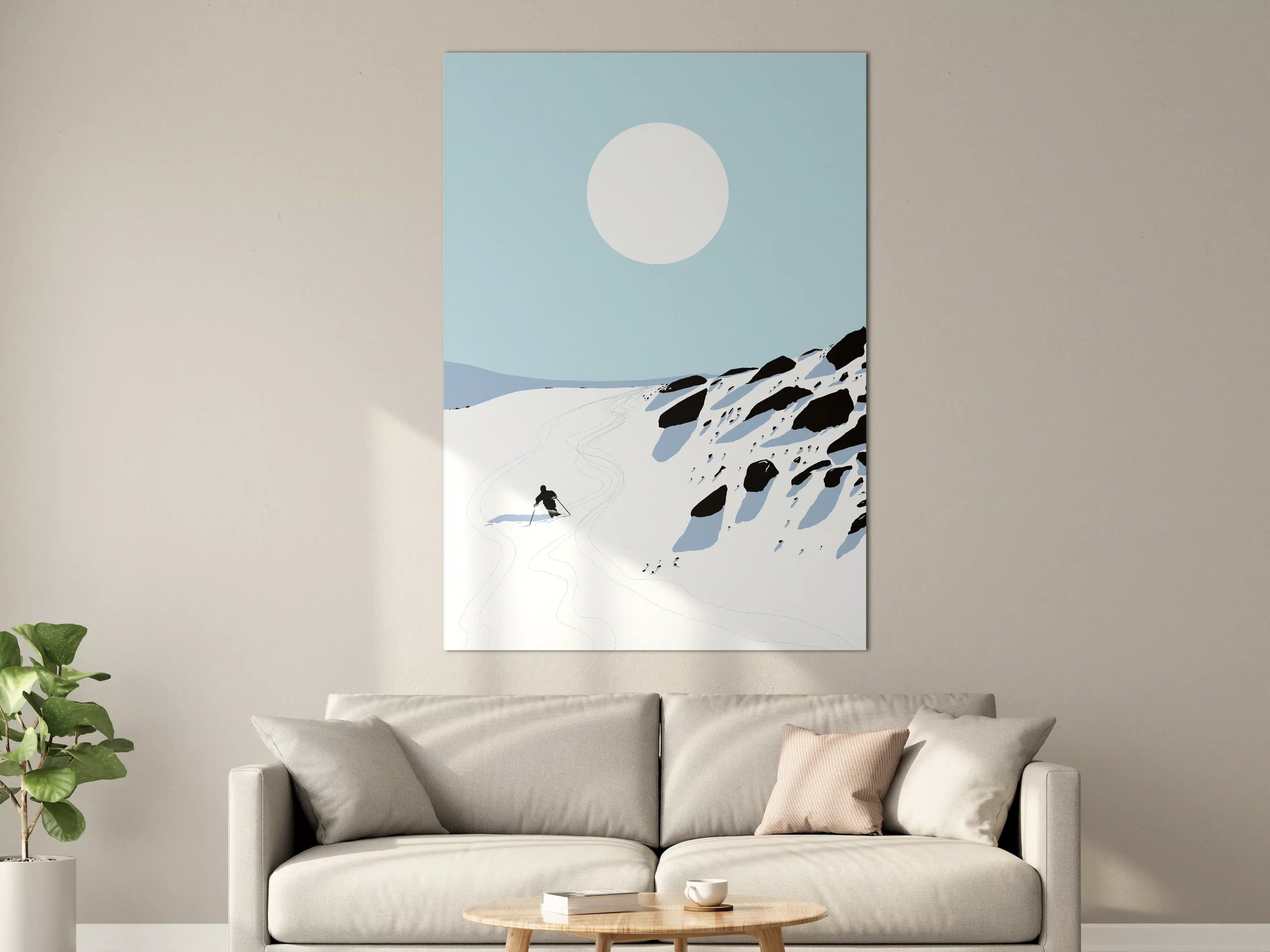 Große Wandbilder - Schneeschuhwanderung unter hellem Himmel