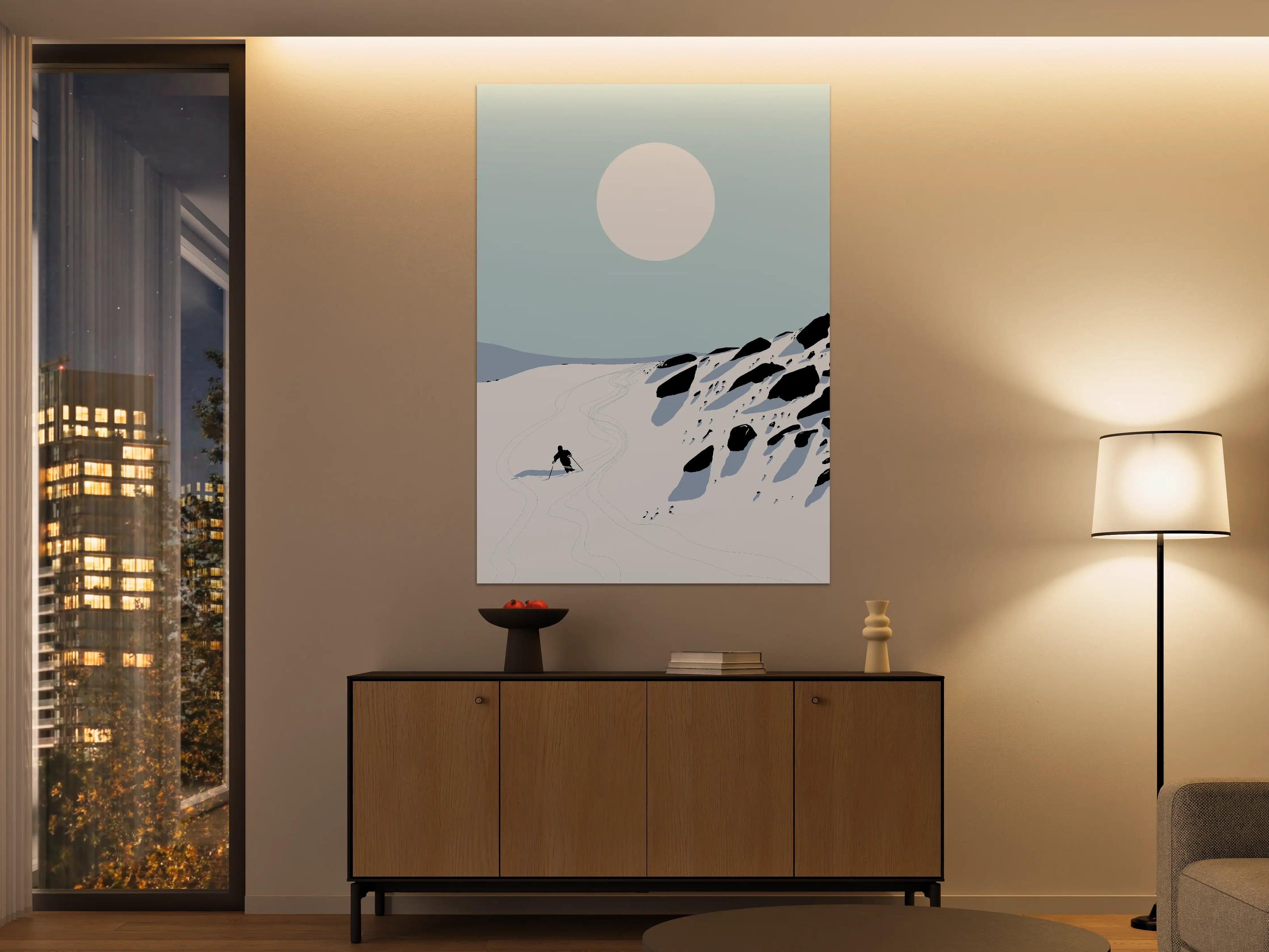 Große Wandbilder - Schneeschuhwanderung unter hellem Himmel