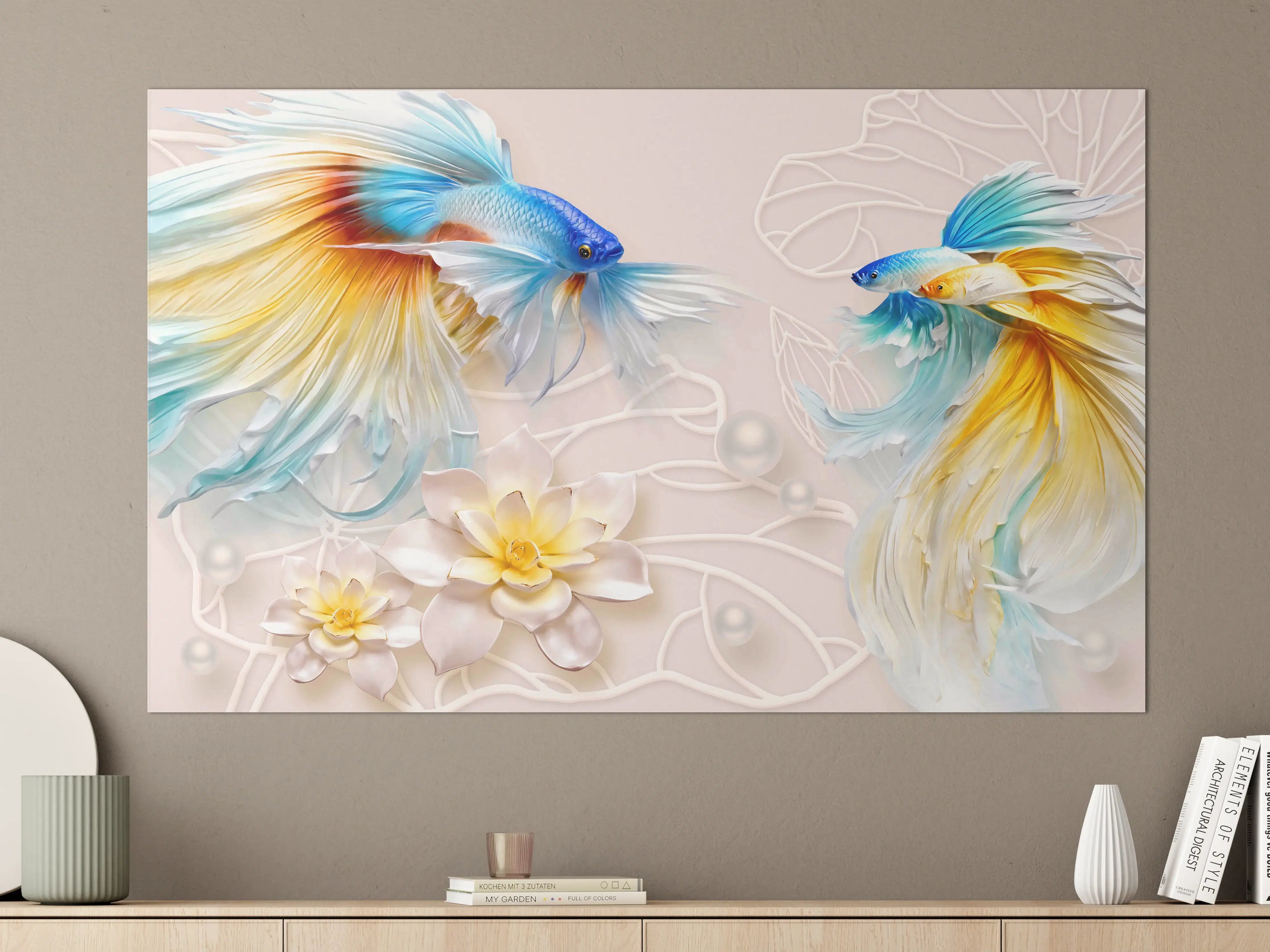 Große Wandbilder - Schöne Fische auf Rosa Hintergrund