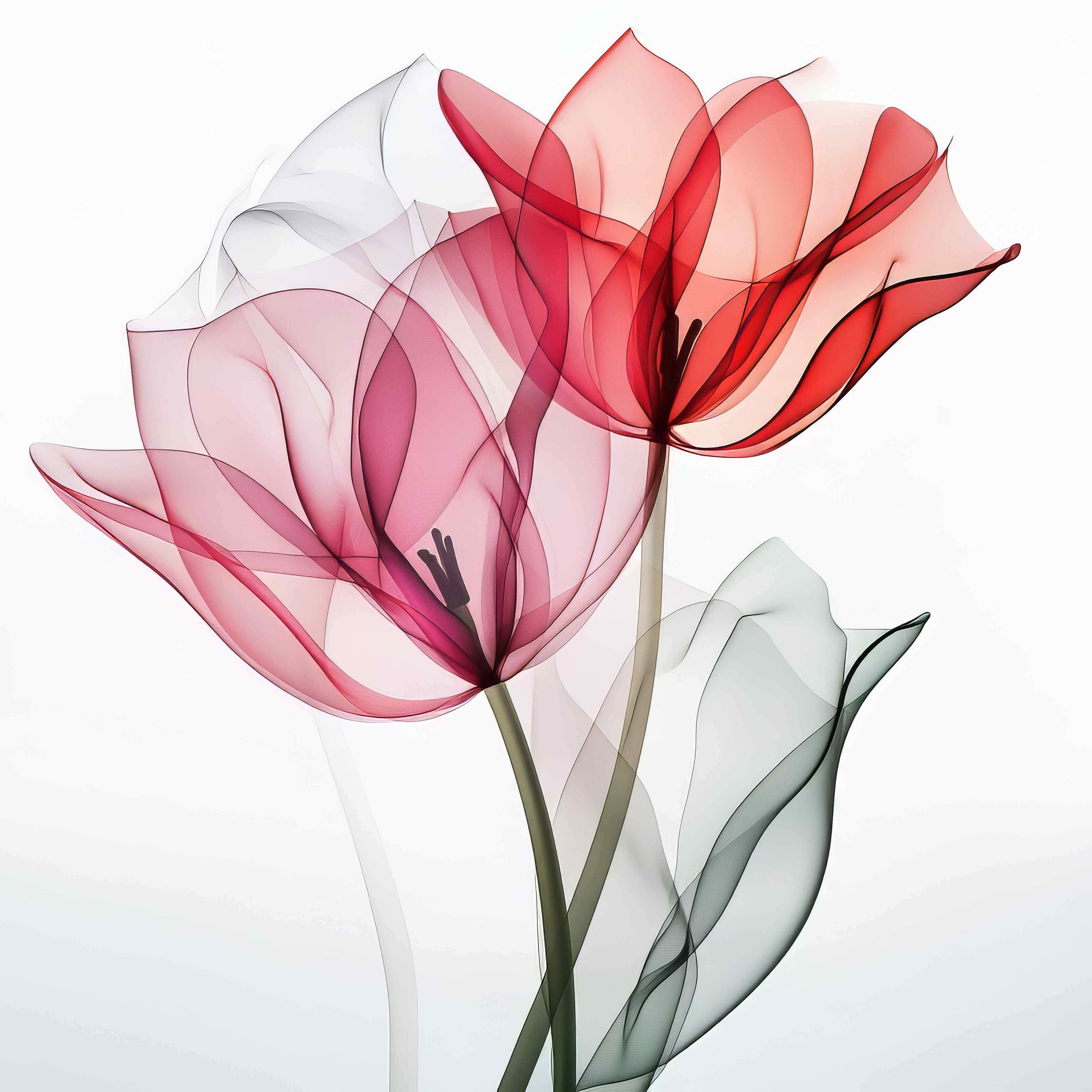 Große Wandbilder-Schöne farbige Blumen in transparentem Design