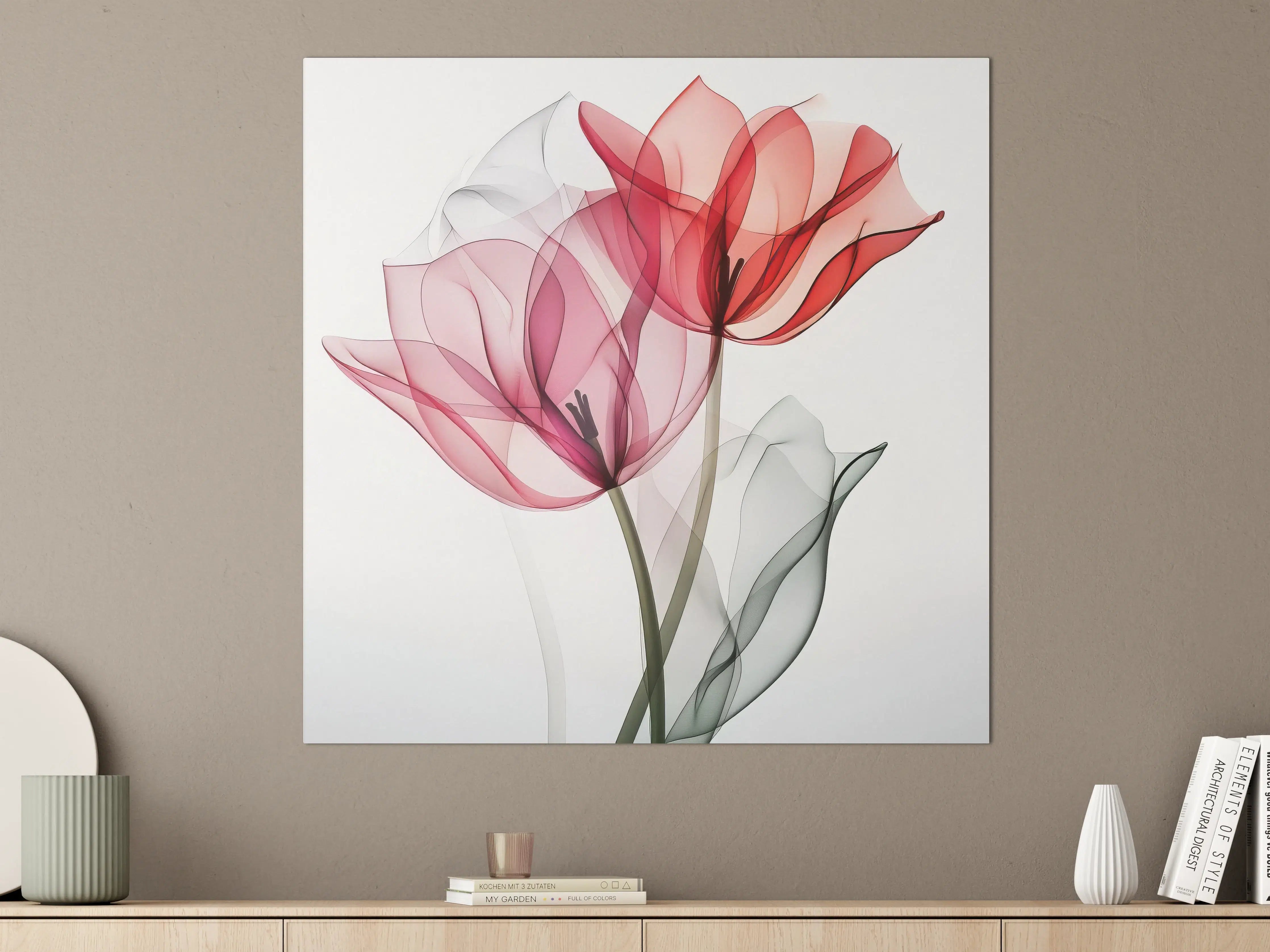 Große Wandbilder - Schöne farbige Blumen in transparentem Design