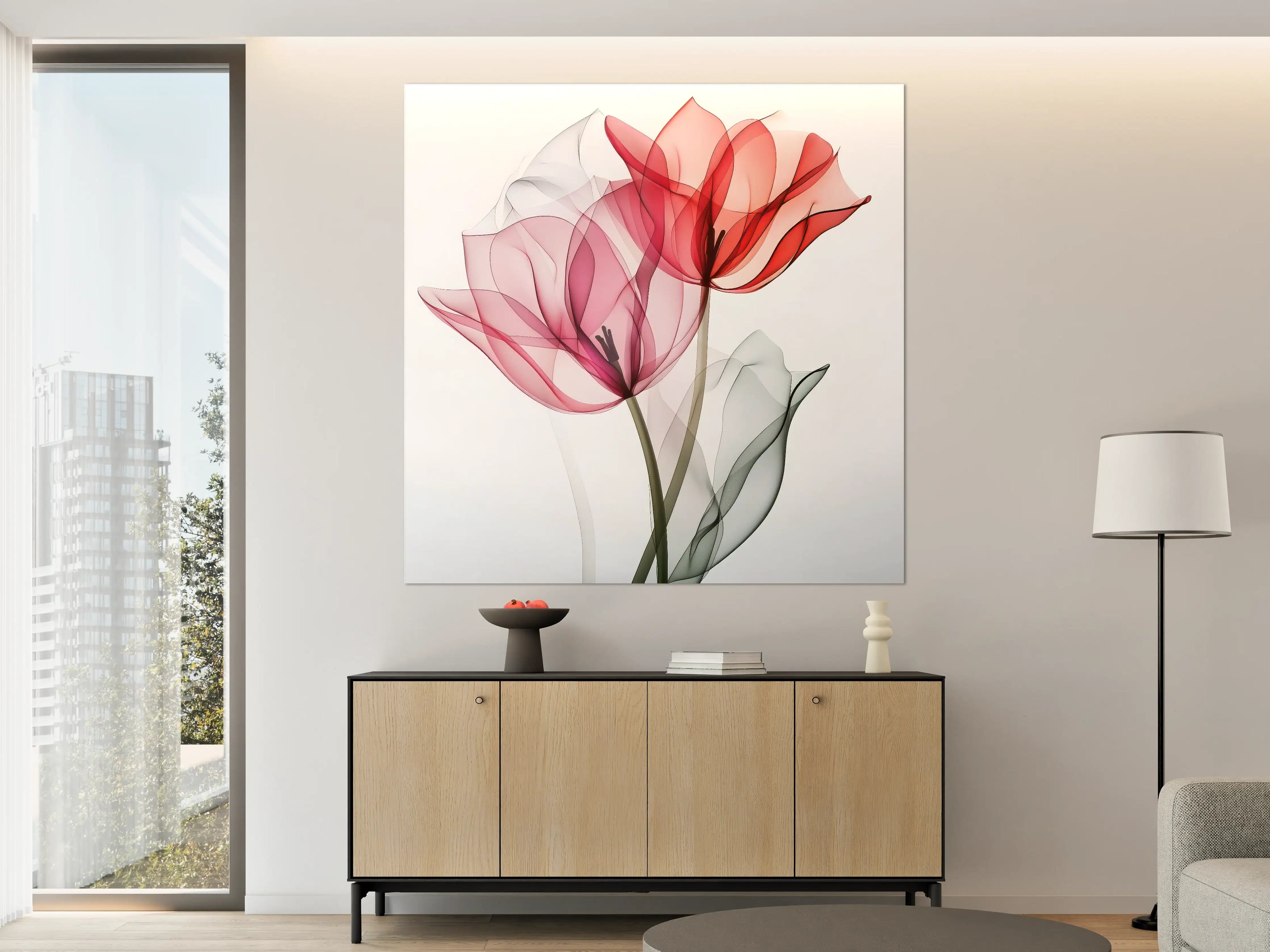 Große Wandbilder - Schöne farbige Blumen in transparentem Design