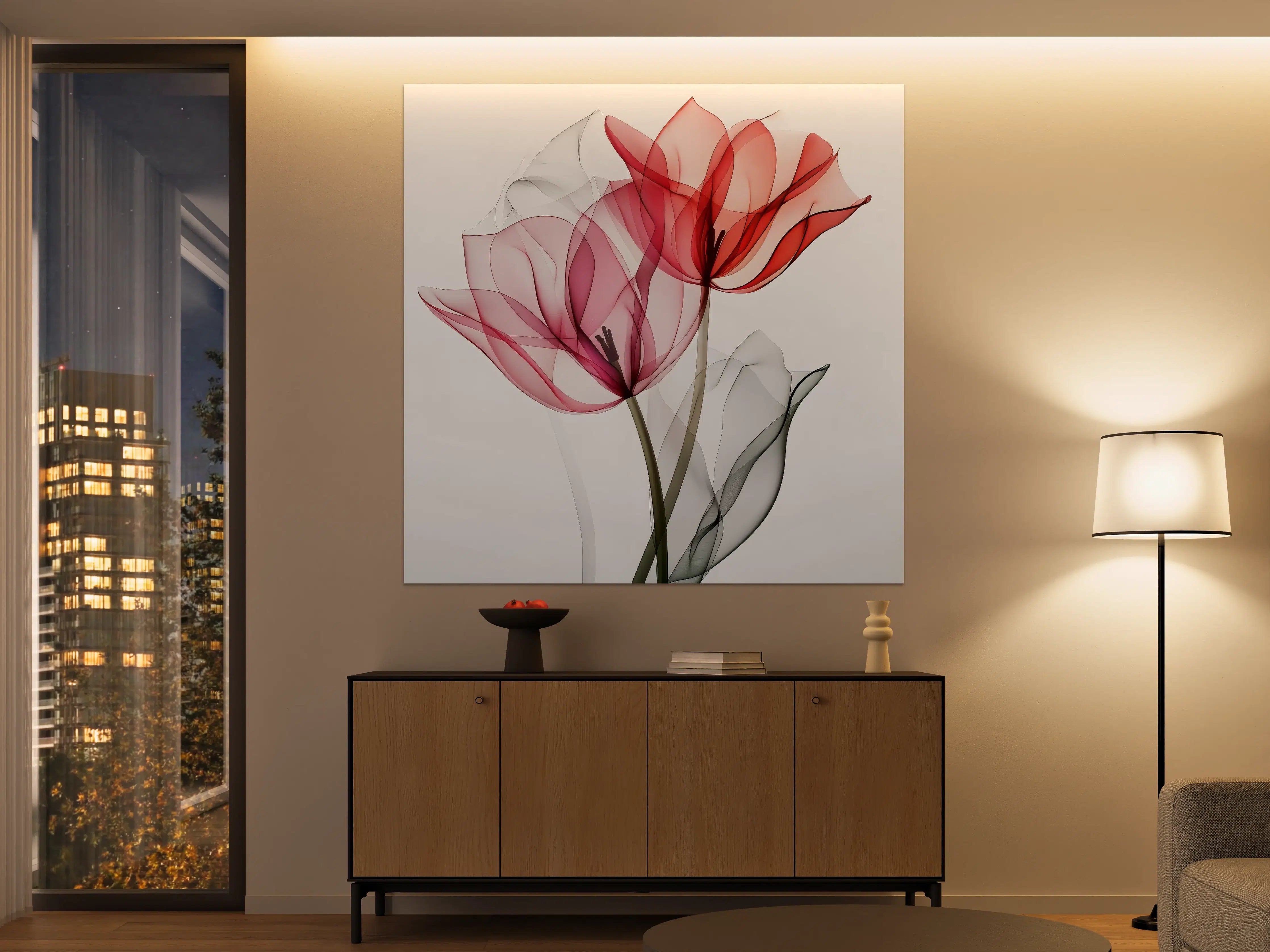 Große Wandbilder - Schöne farbige Blumen in transparentem Design