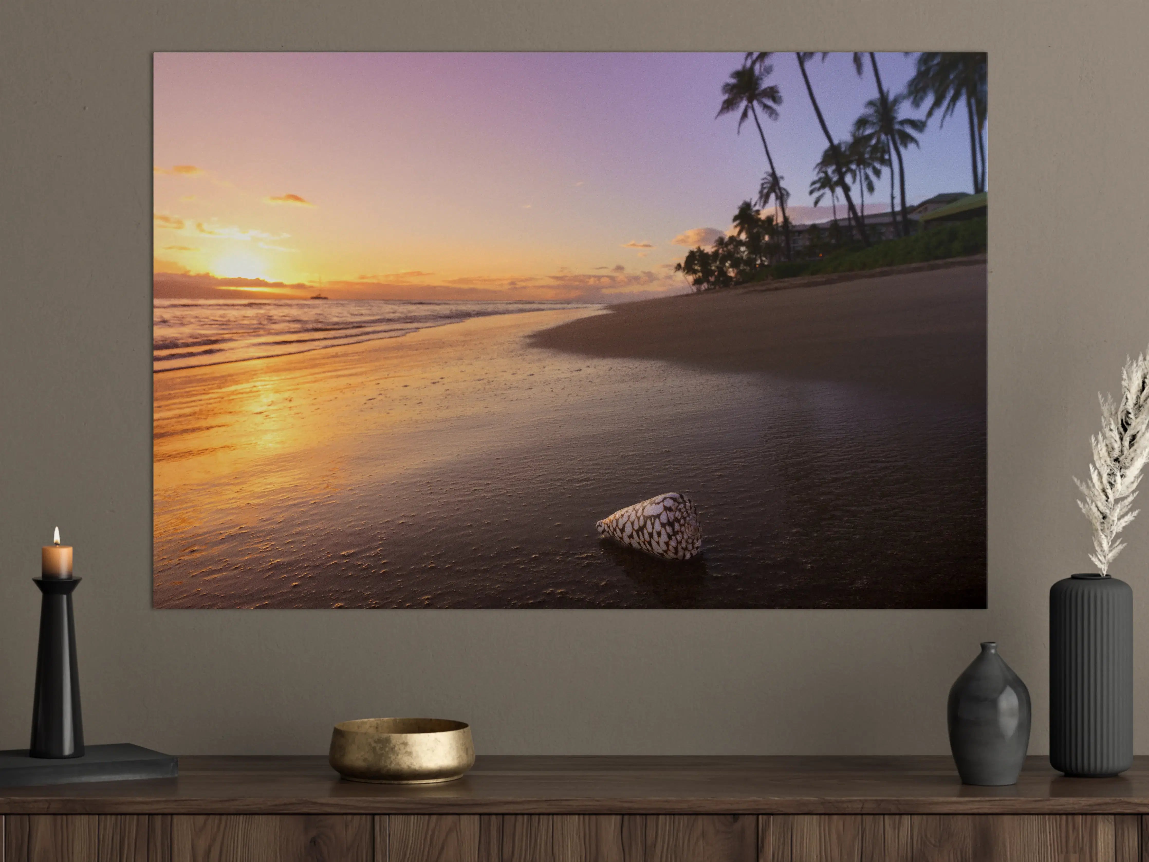 Große Wandbilder - Schöner Sonnenuntergang am Strand von Hawaii