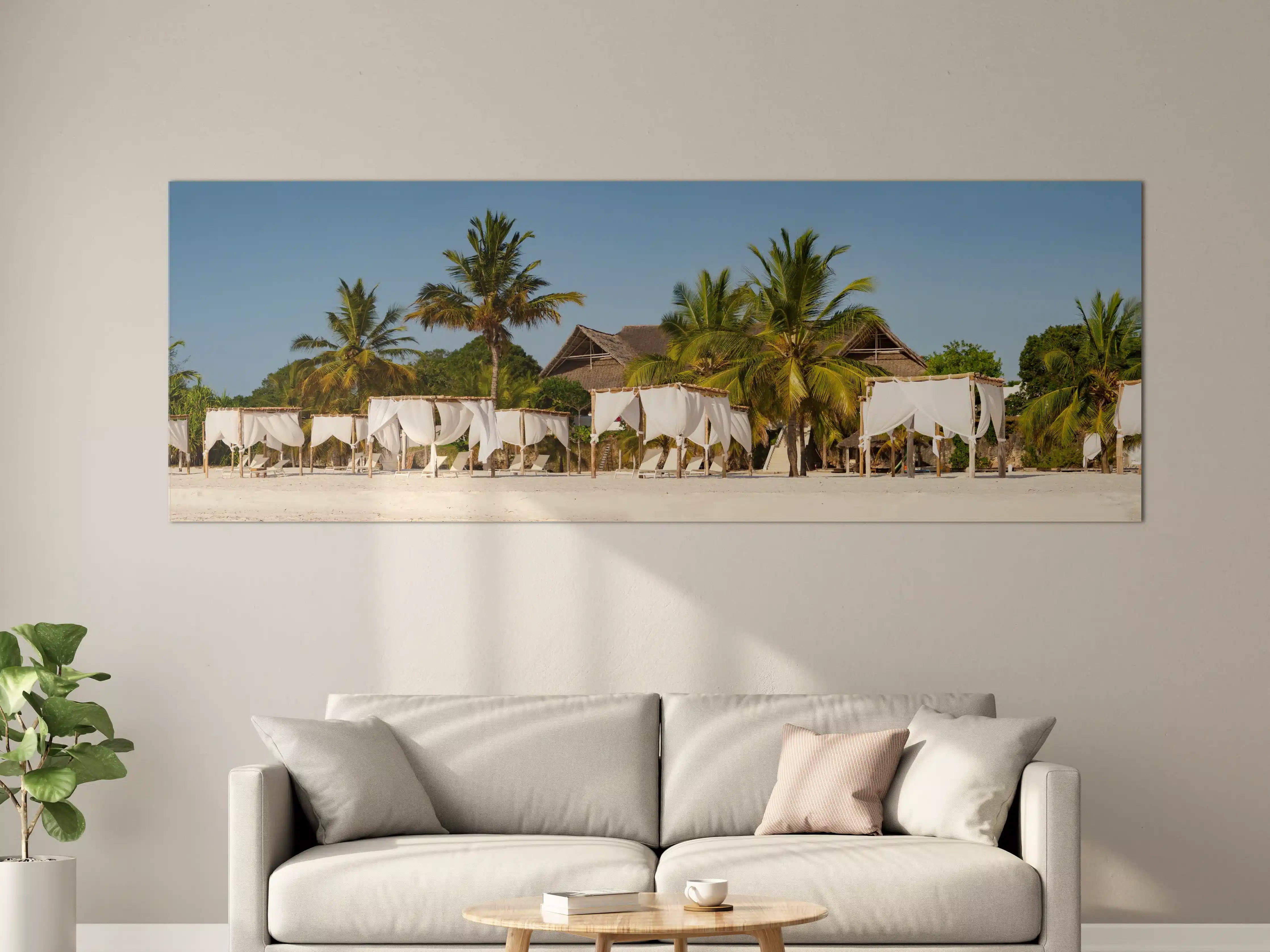 Große Wandbilder - Schöner Strand mit Liegen 