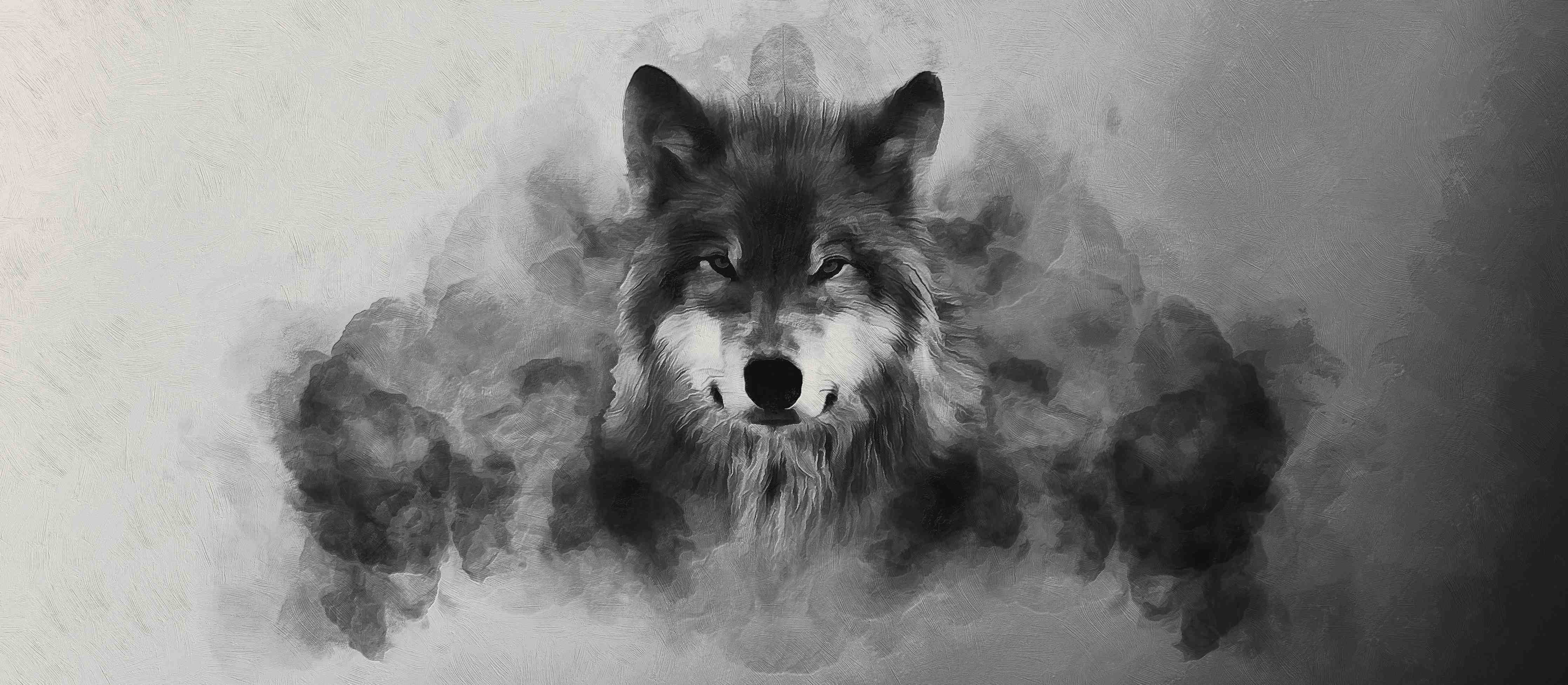 Große Wandbilder-Schönes Wolfsportrait in Grautönen