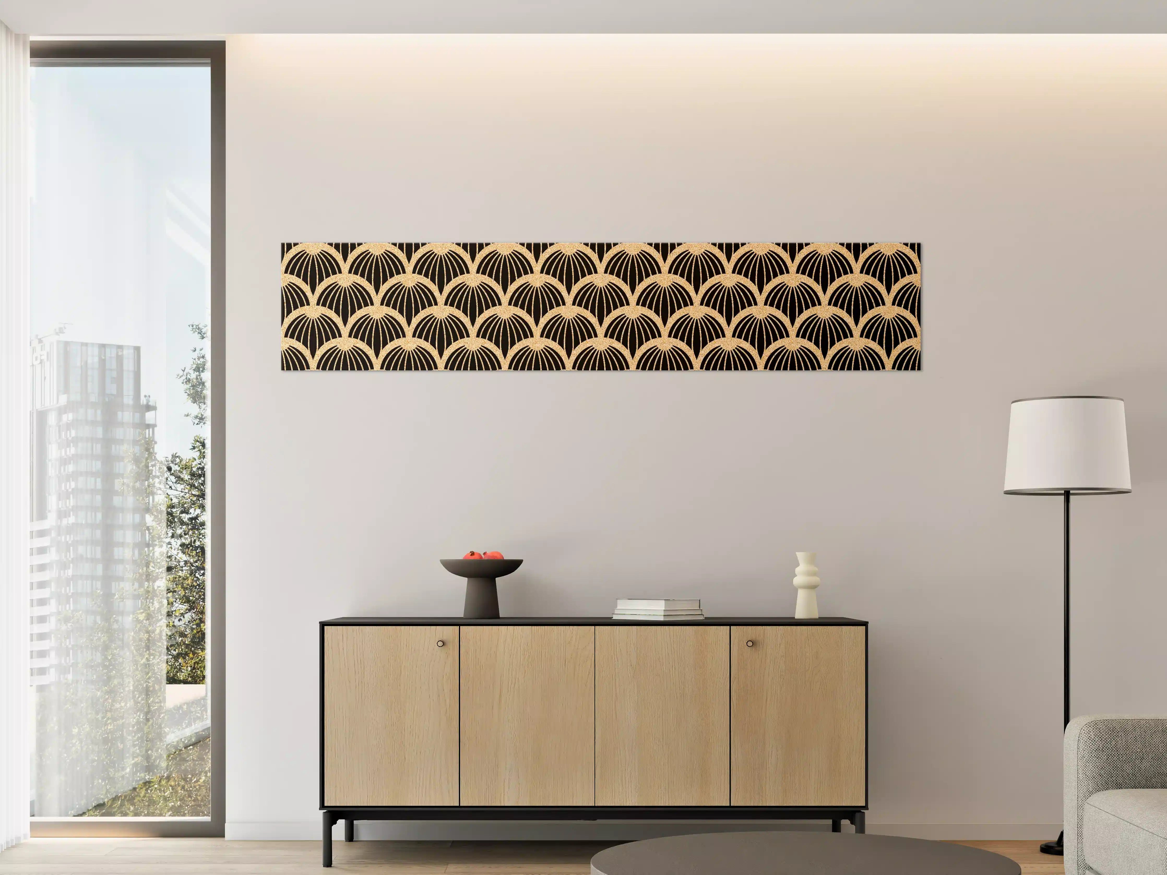 Große Wandbilder - Schwarz-Beige Muster mit Grautönen