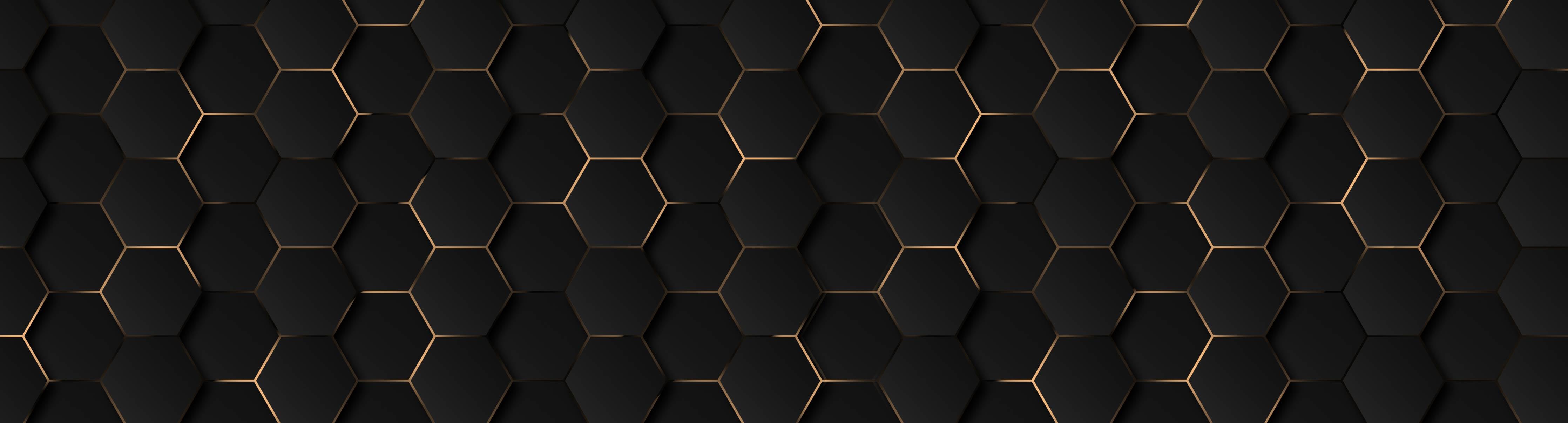 Große Wandbilder-Schwarz-Gold Hexagon Muster