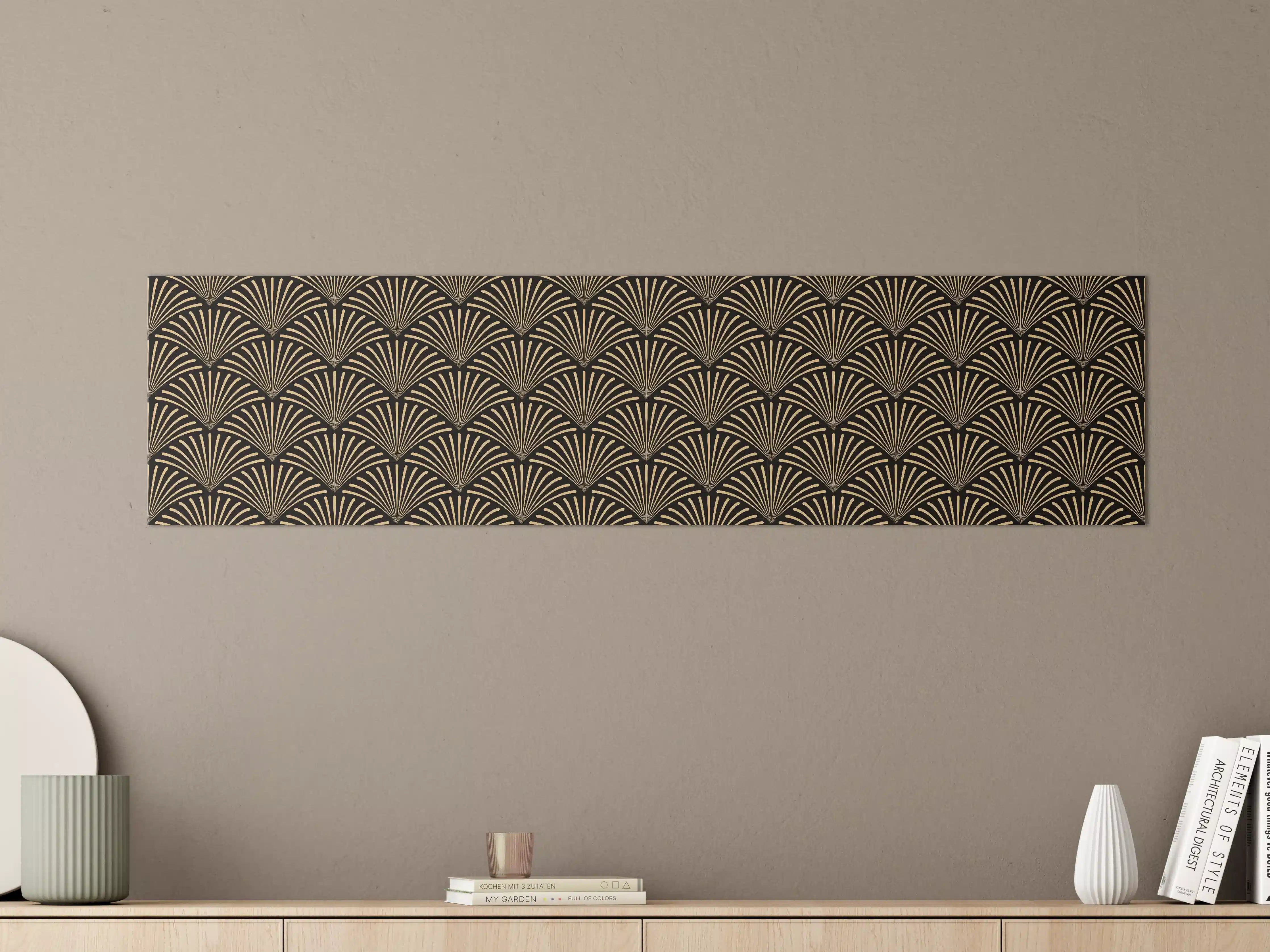 Große Wandbilder - Schwarz-Goldenes Wellenmuster