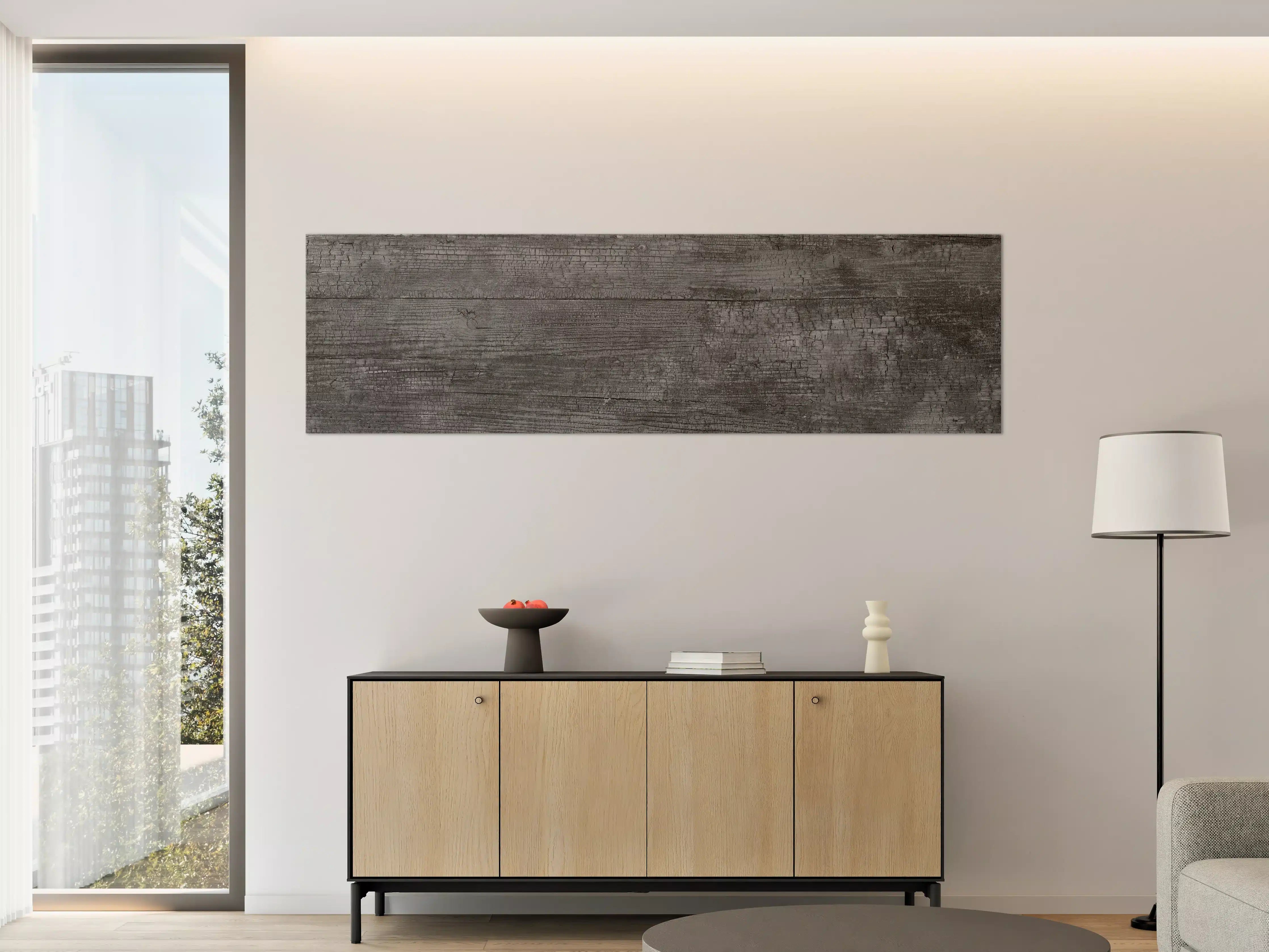 Große Wandbilder - Schwarz-Graue Holztextur