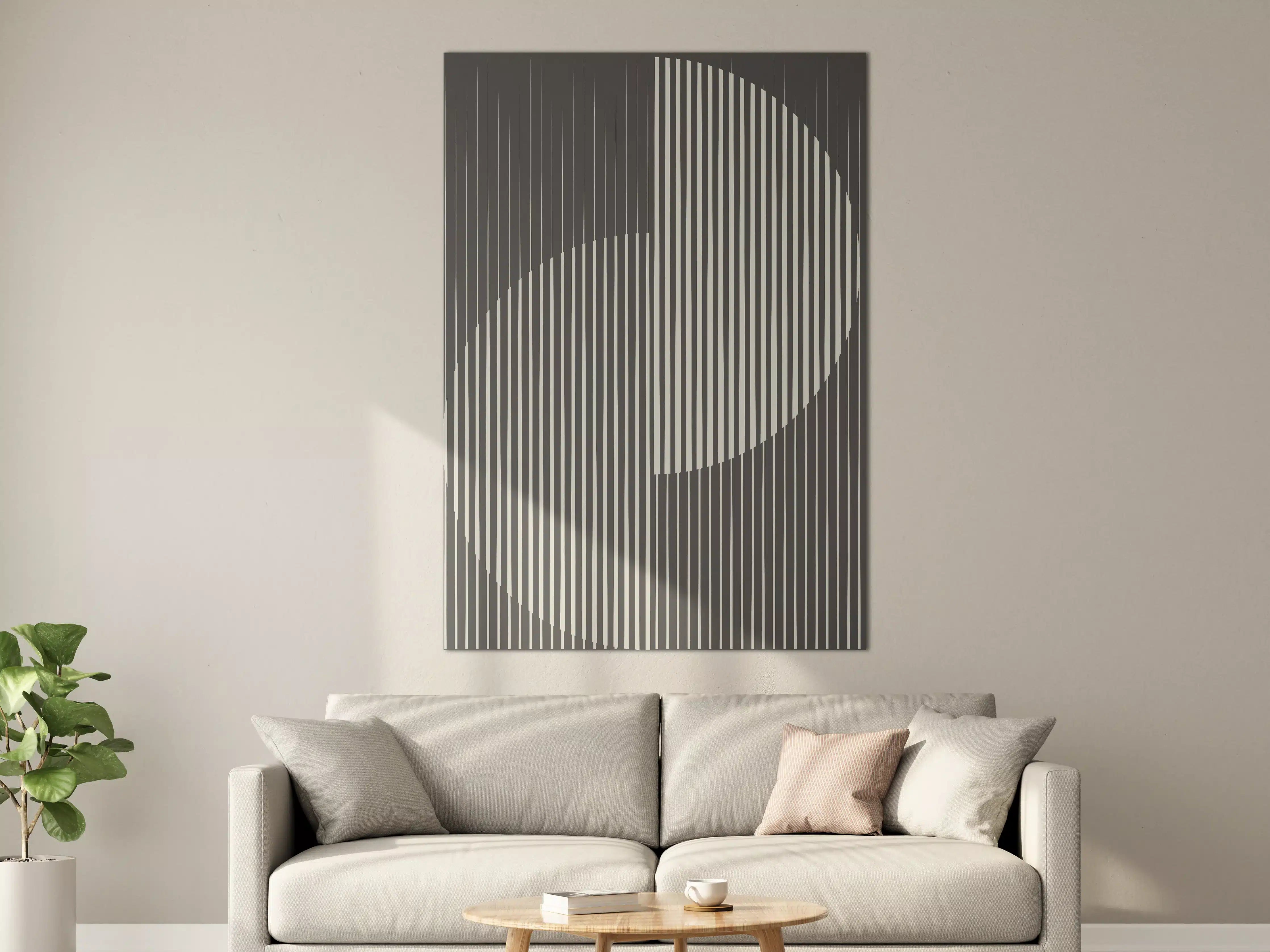 Große Wandbilder - Schwarz-Graue Linienmuster mit Halbkreisen