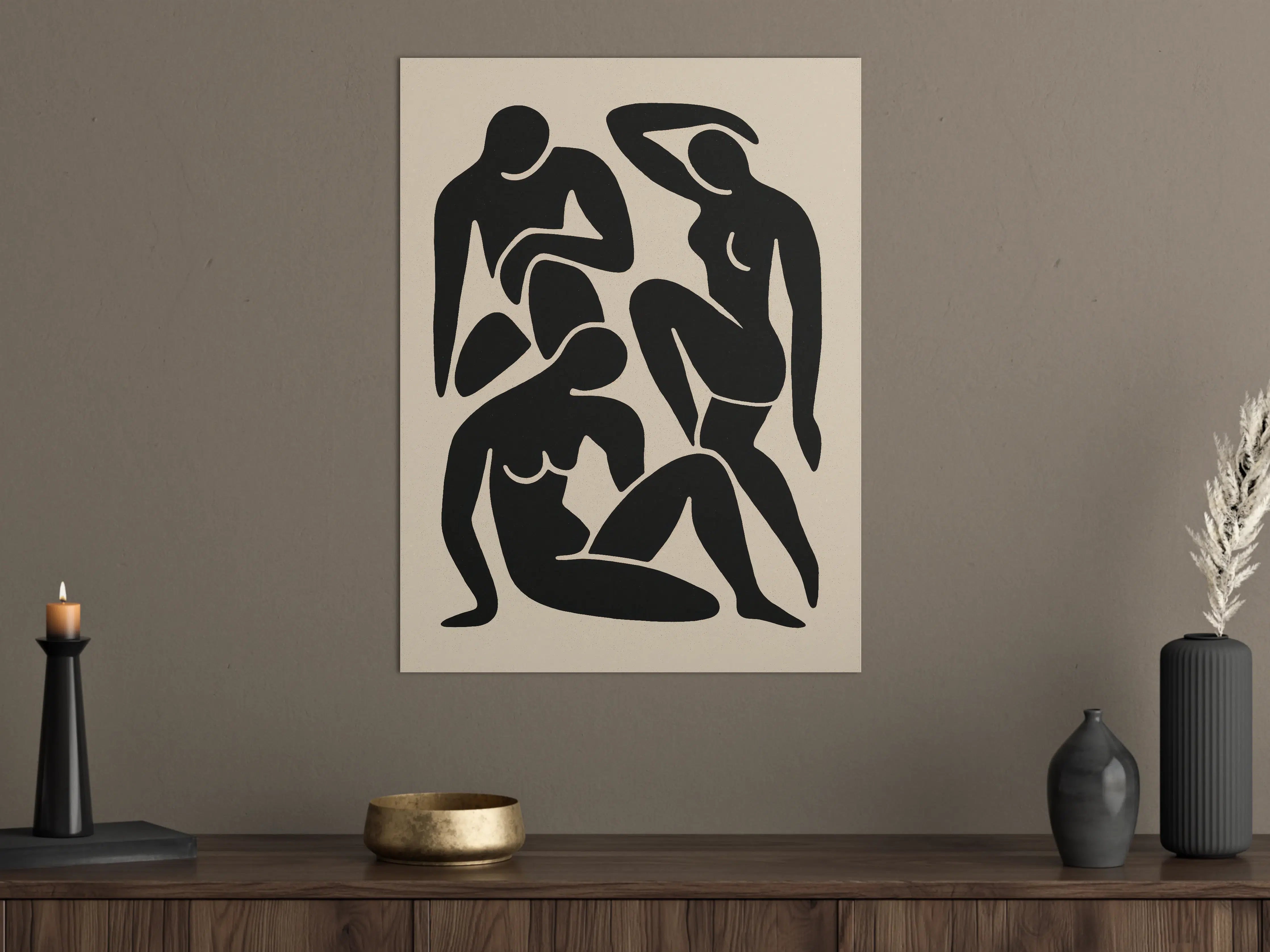 Große Wandbilder - Schwarz-Weiß-Abstract mit Körperformen