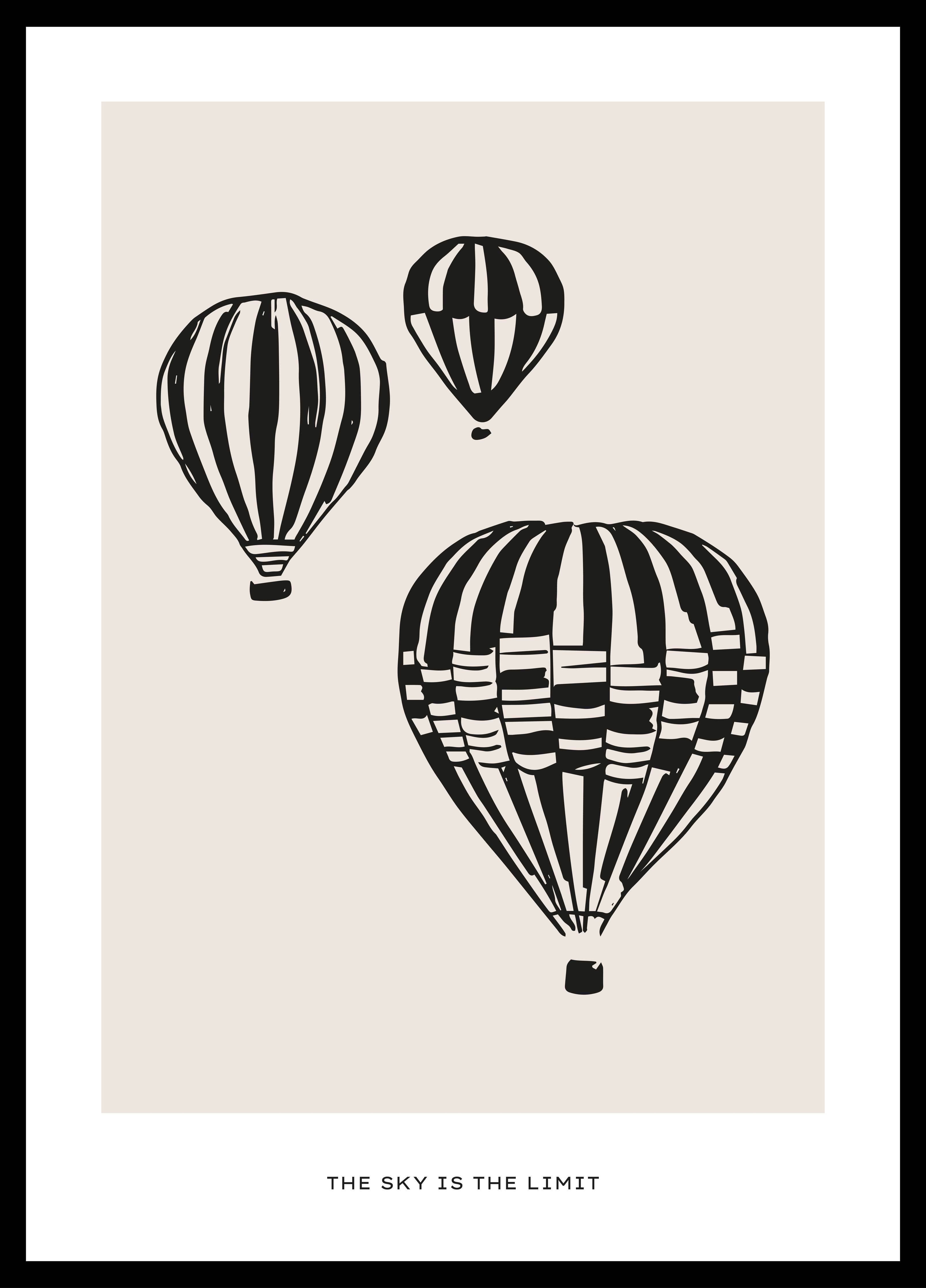 Große Wandbilder-Schwarz-Weiß Ballons in der Luft