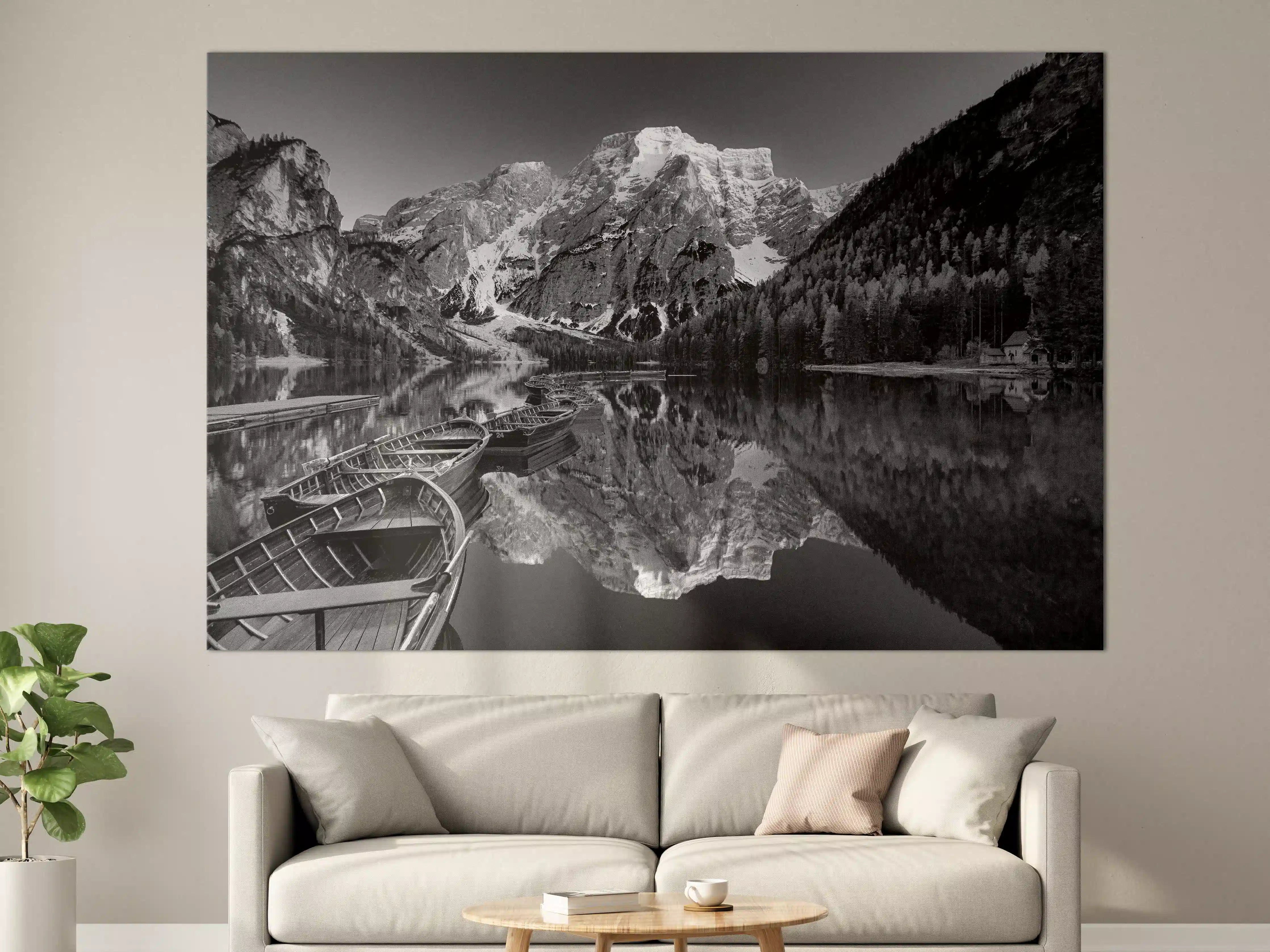 Große Wandbilder - Schwarz-Weiß Bergsee Idylle