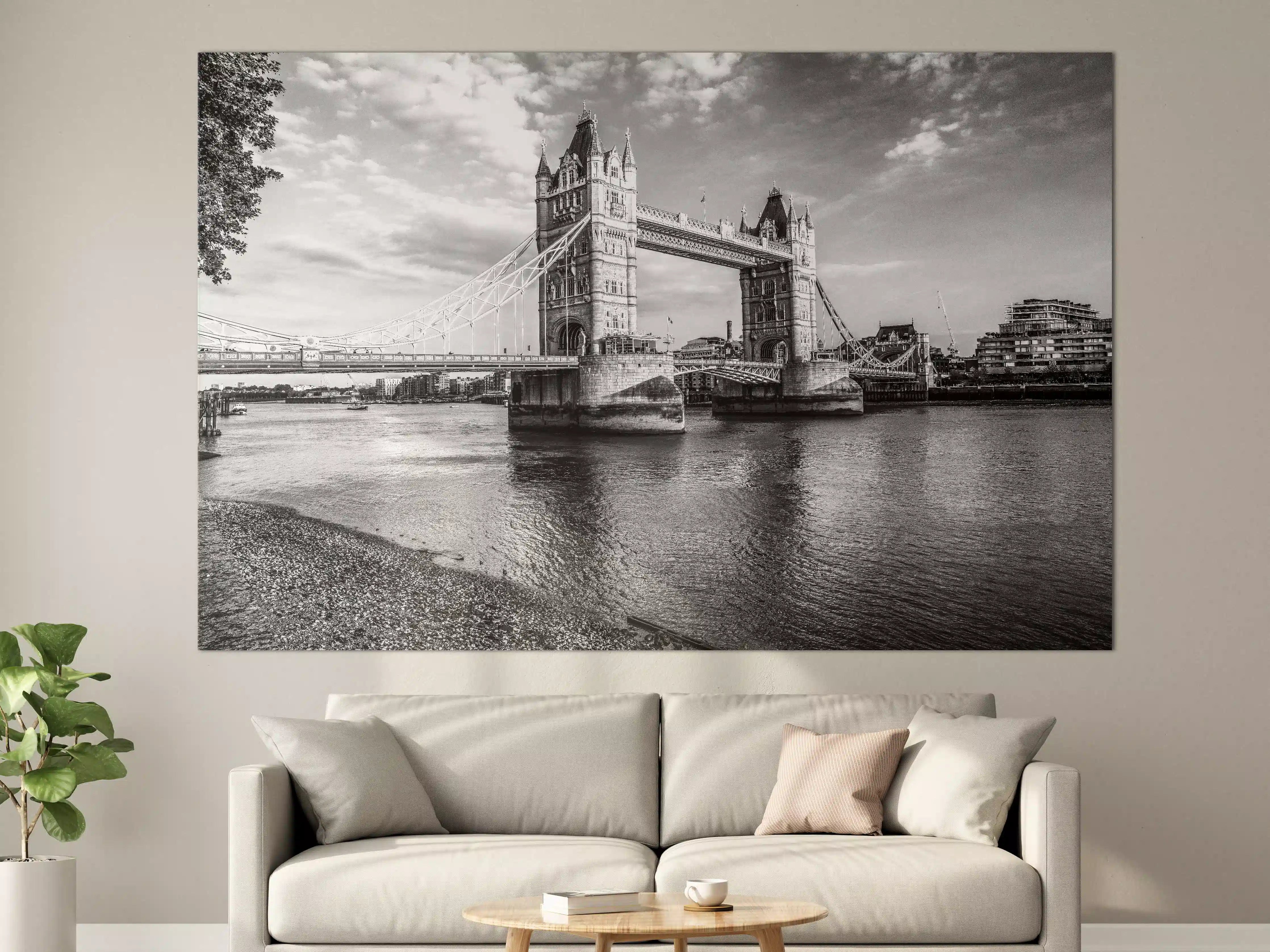 Große Wandbilder - Schwarz-Weiß-Bild der Tower Bridge in London