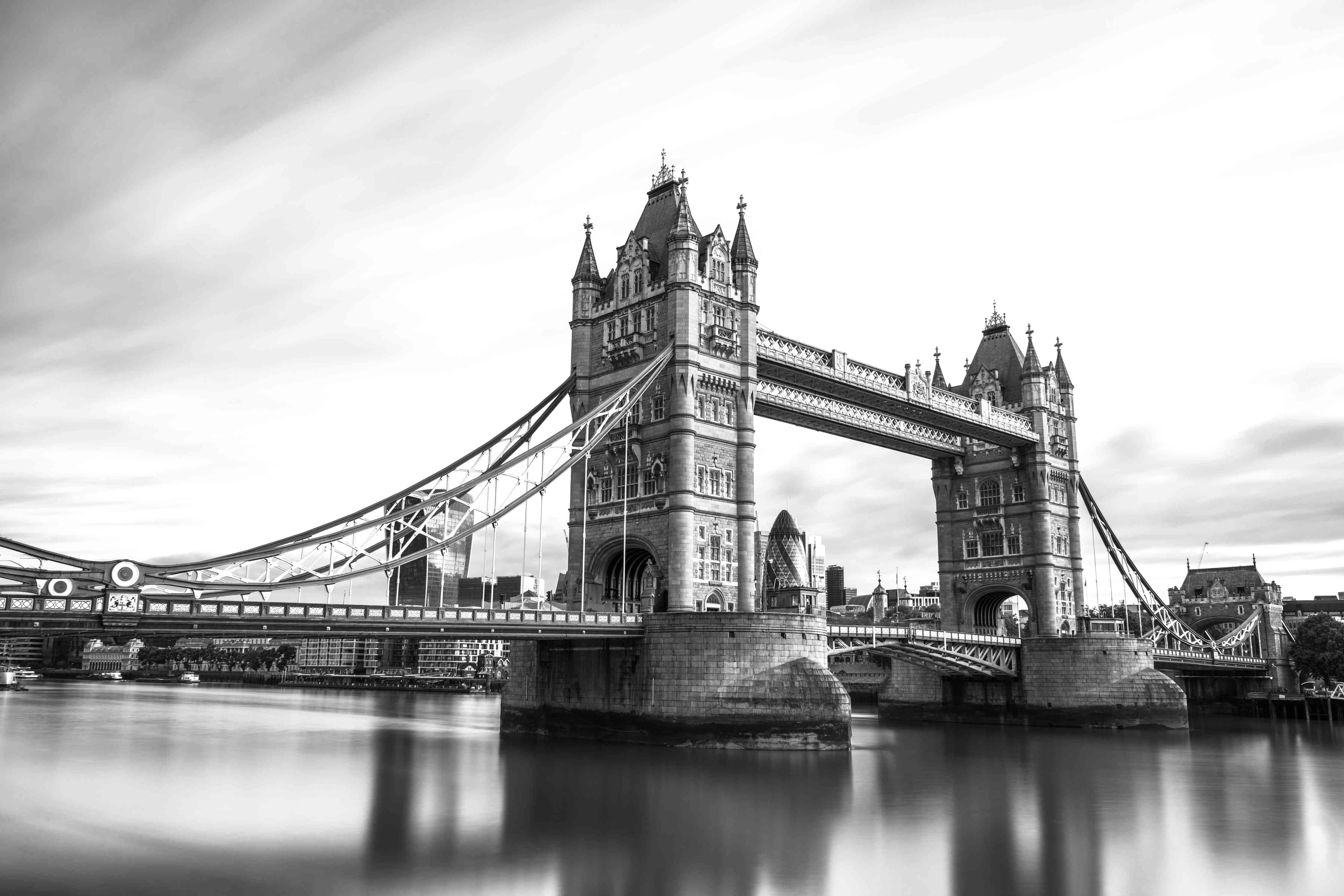 Große Wandbilder-Schwarz-Weiß-Bild von Tower Bridge in London