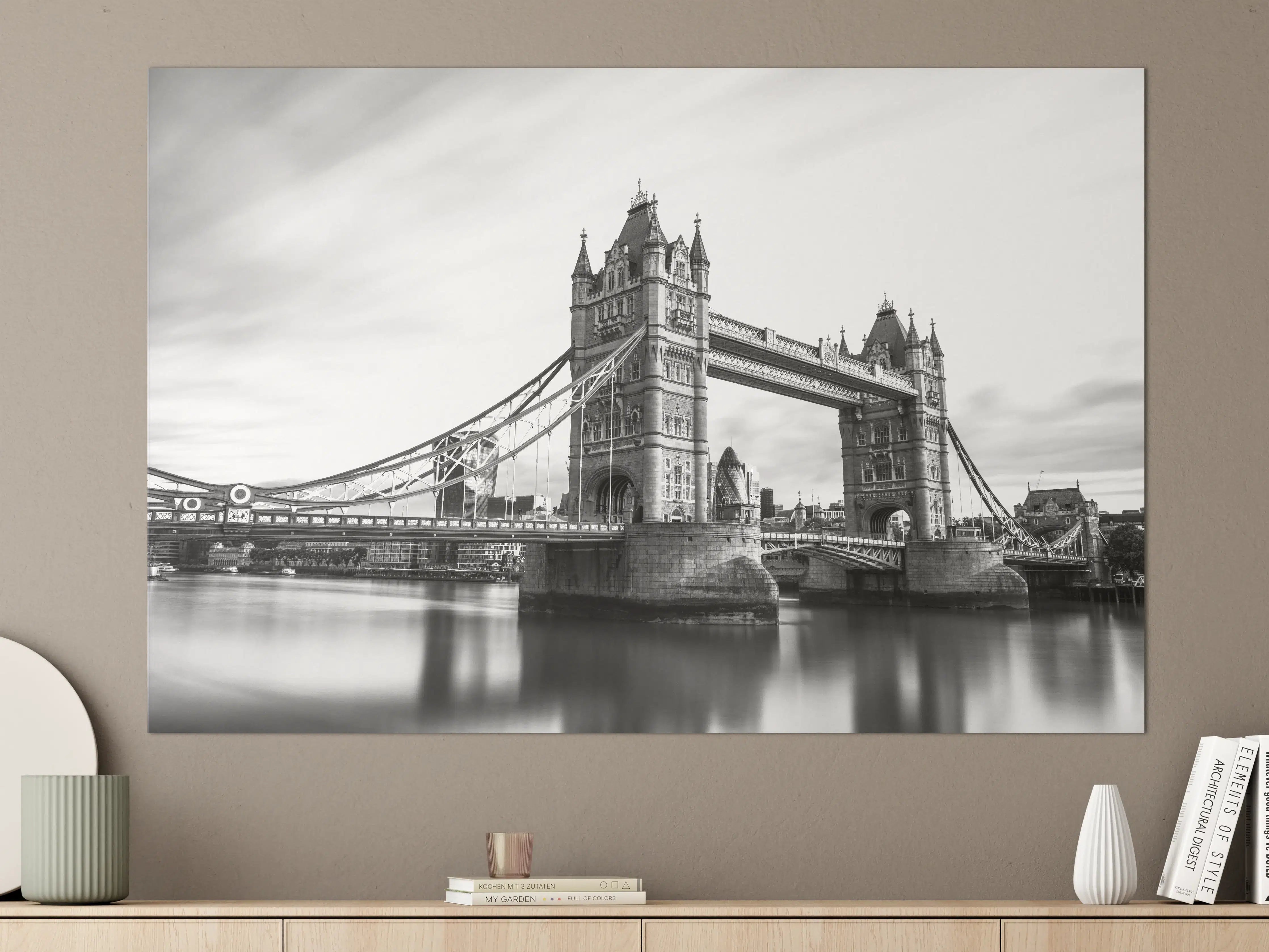 Große Wandbilder - Schwarz-Weiß-Bild von Tower Bridge in London