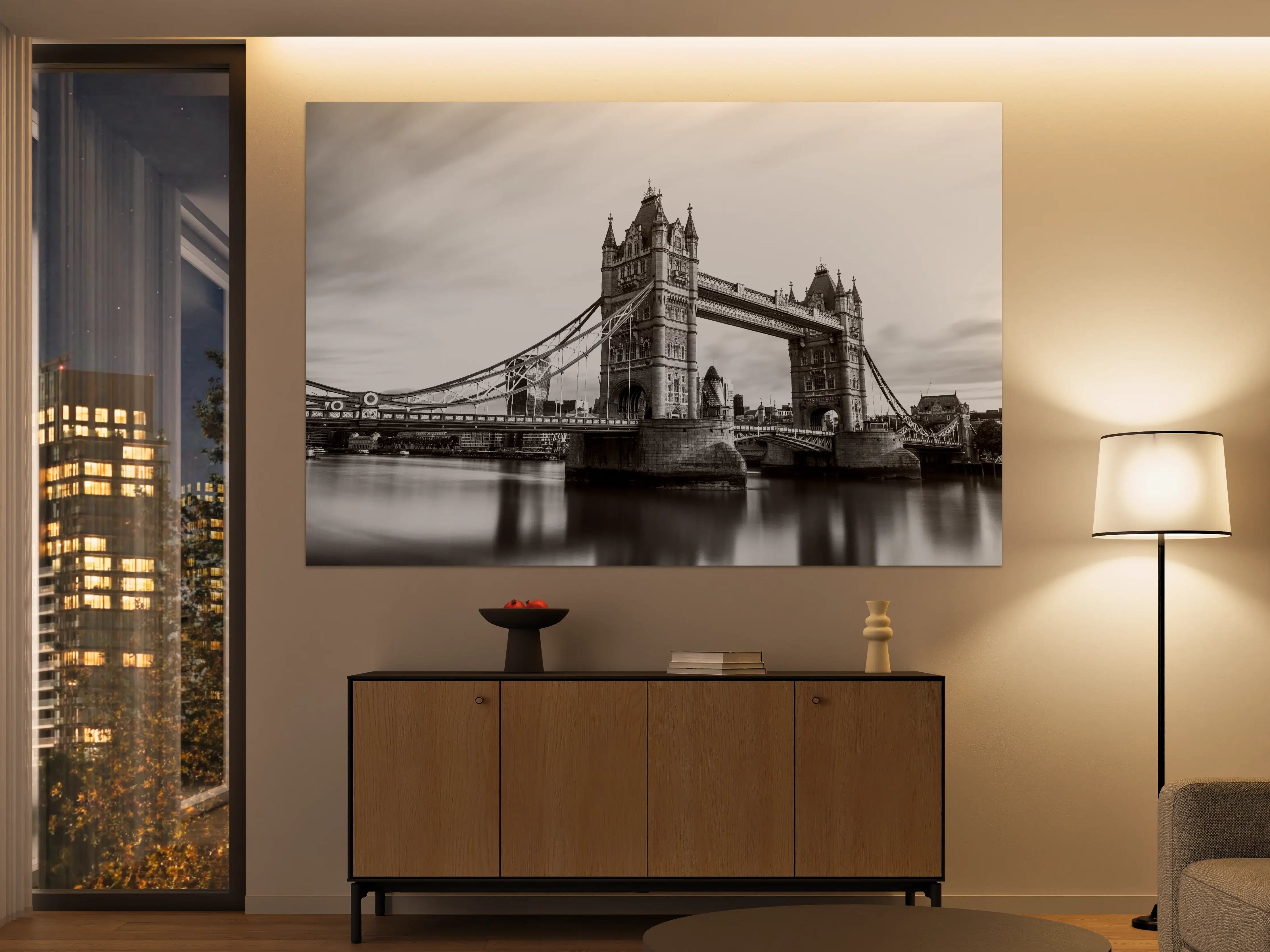Große Wandbilder - Schwarz-Weiß-Bild von Tower Bridge in London