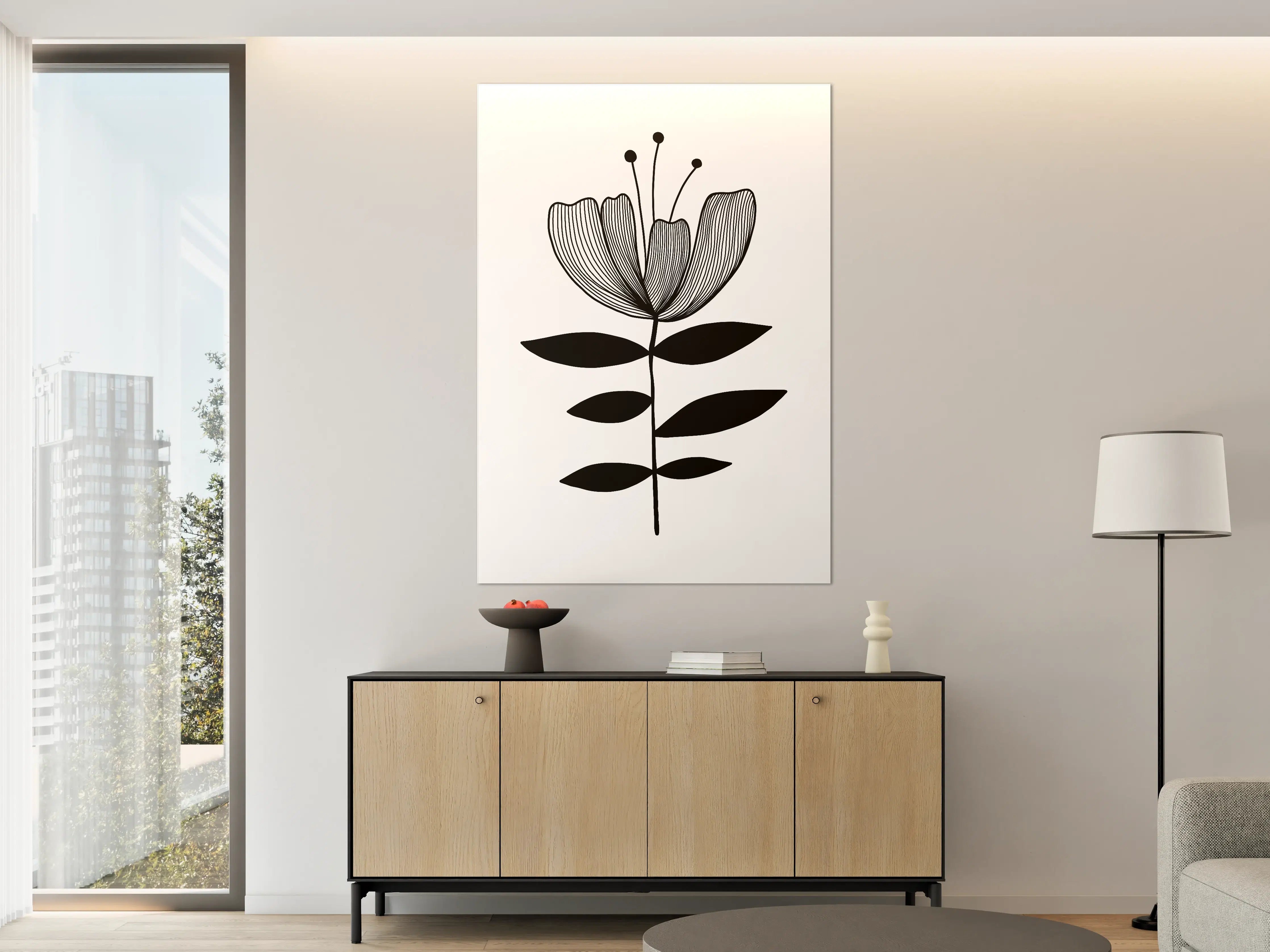 Große Wandbilder - Schwarz-Weiß-Blumenmotiv