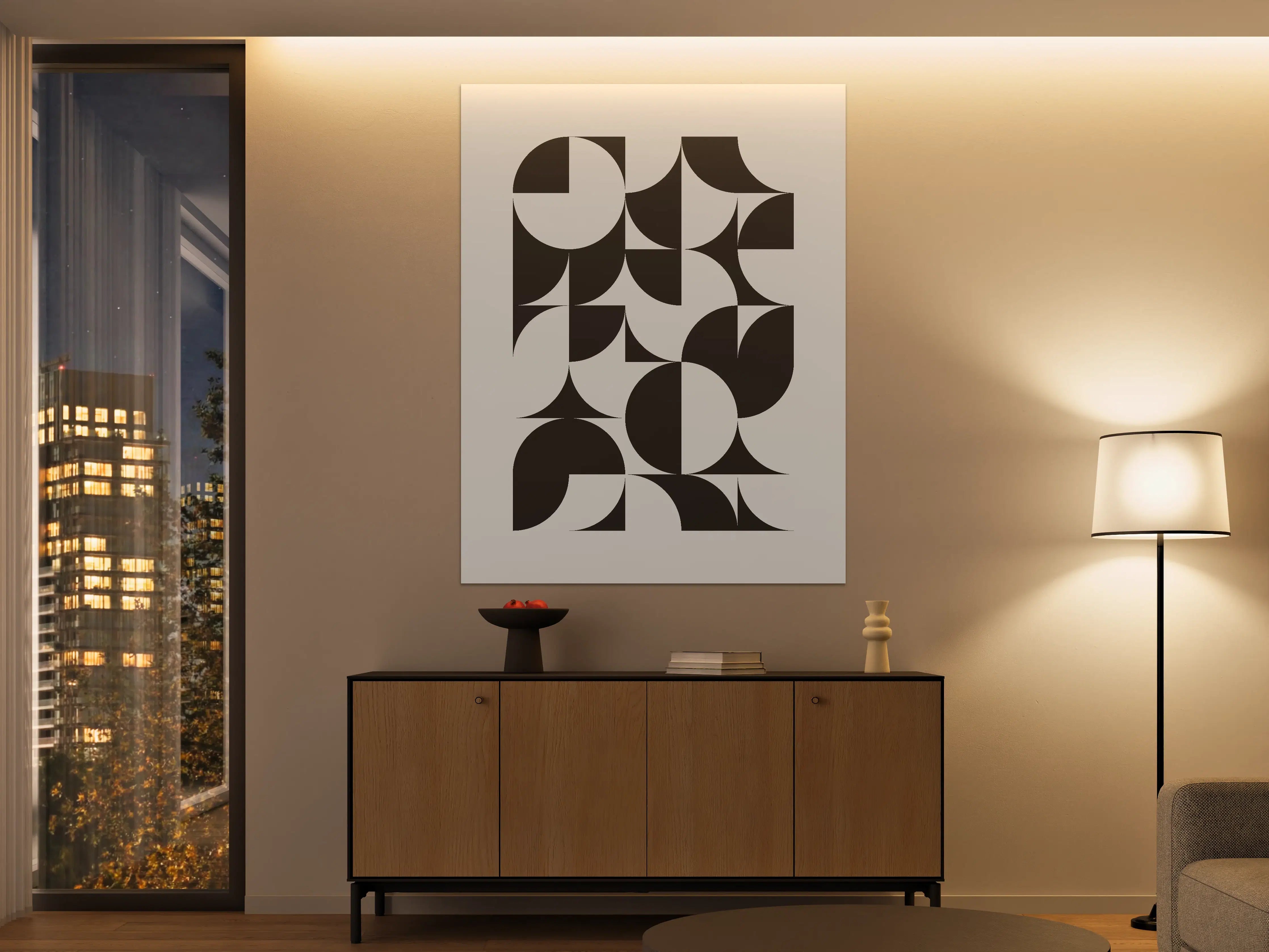 Große Wandbilder - Schwarz-Weiß-Geometrische Formen