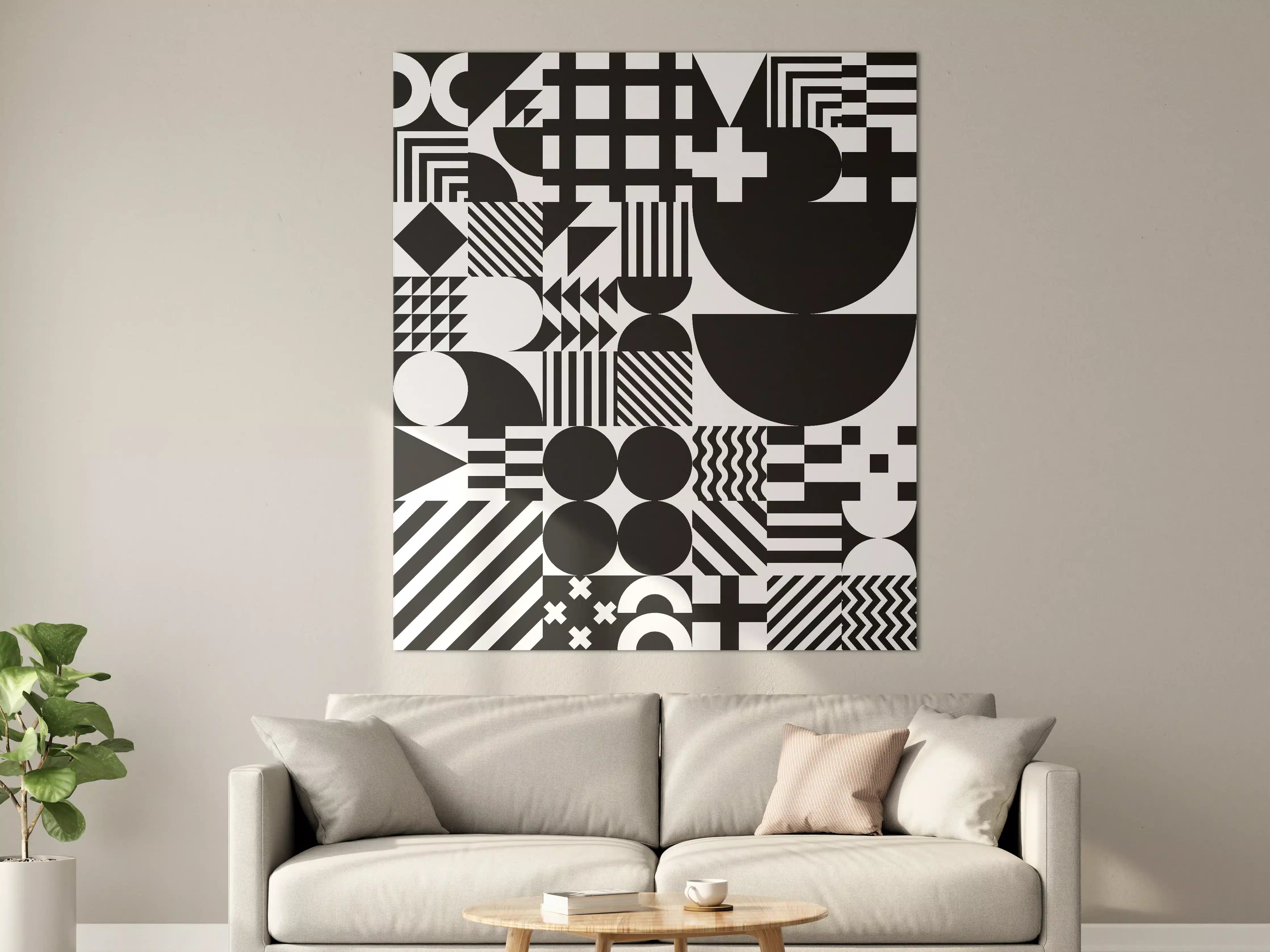 Große Wandbilder - Schwarz-Weiß Geometrische Muster