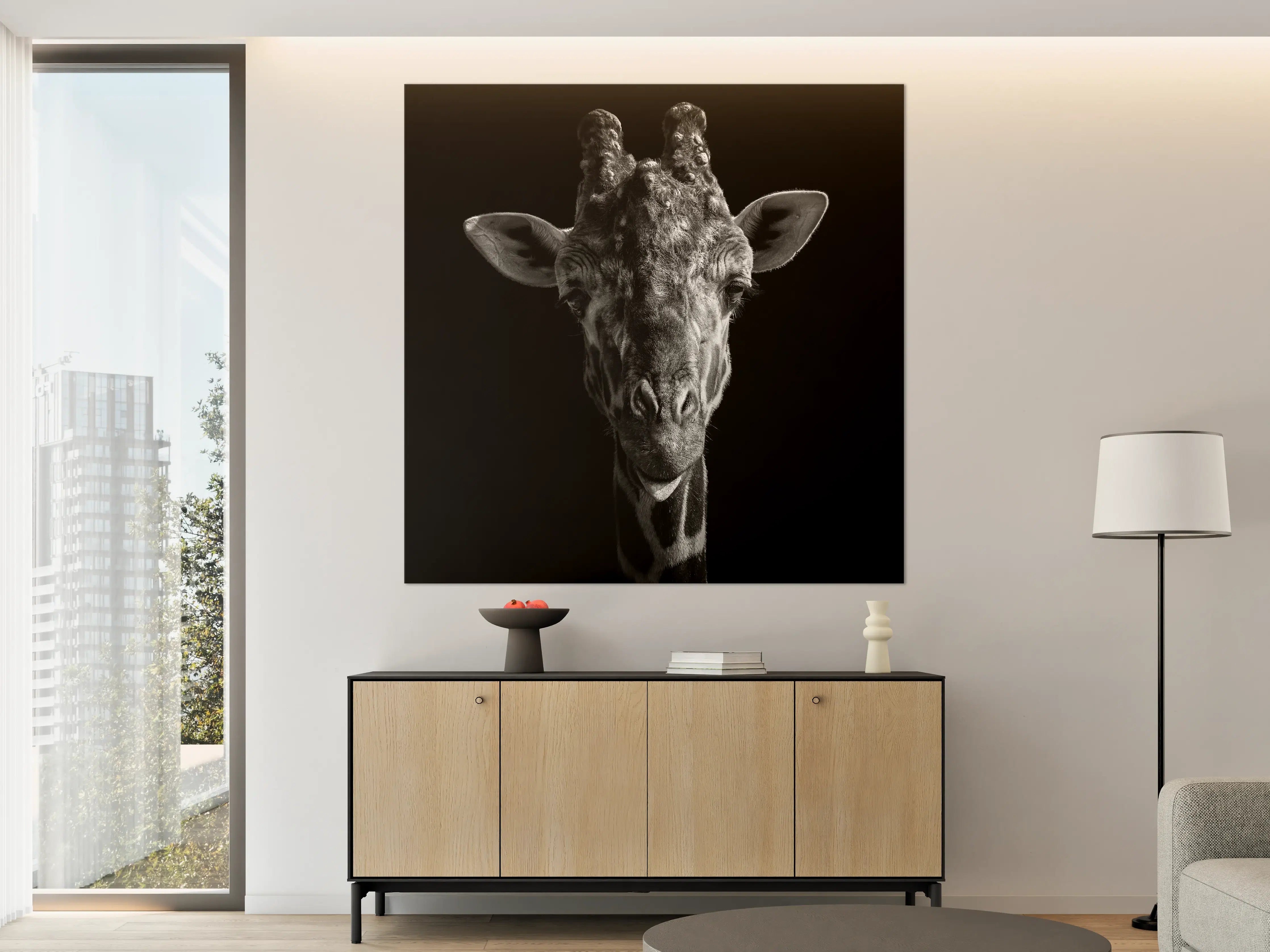 Große Wandbilder - Schwarz-Weiß-Giraffenporträt