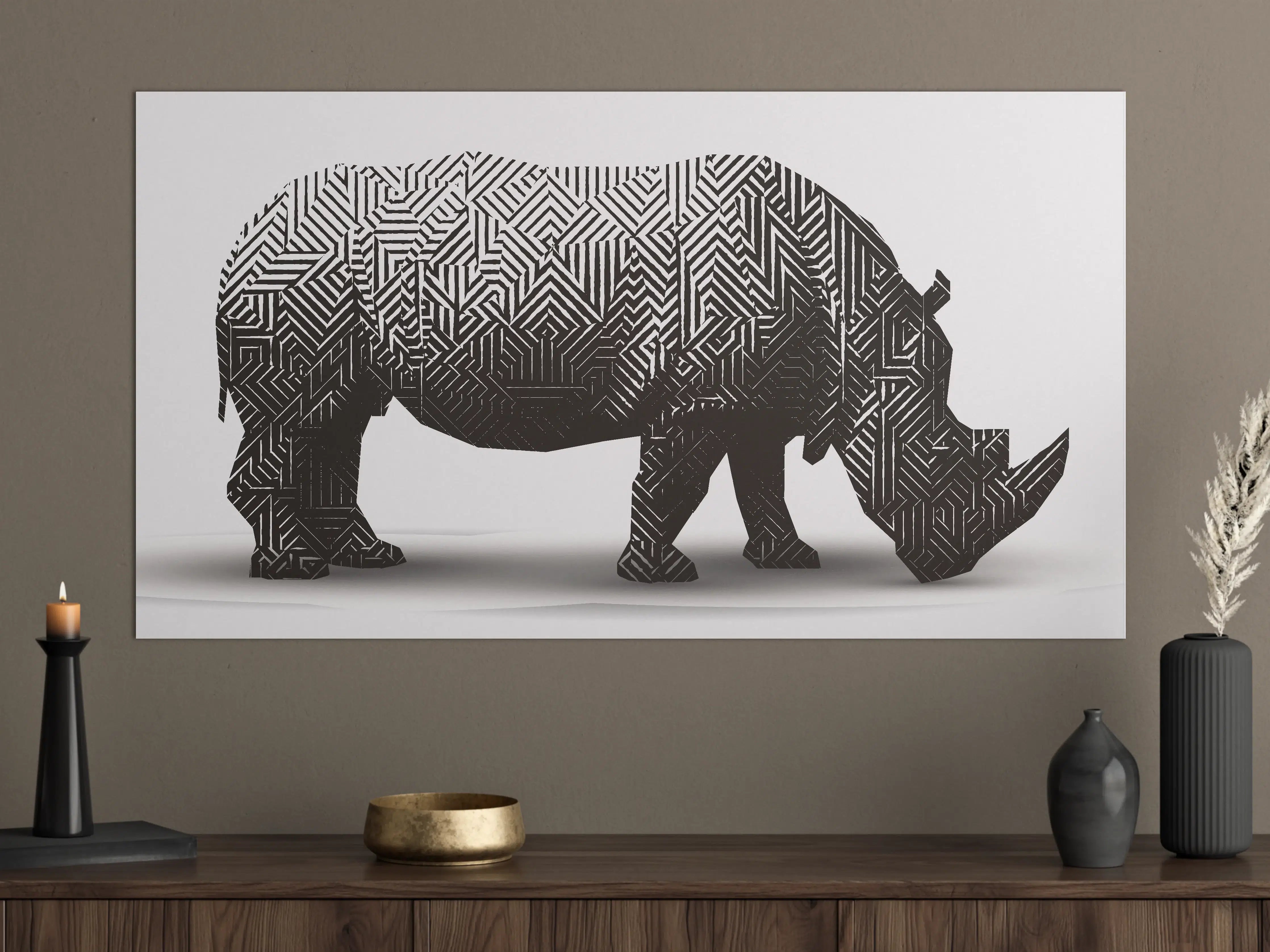 Große Wandbilder - Schwarz-Weiß Grafik Nashorn