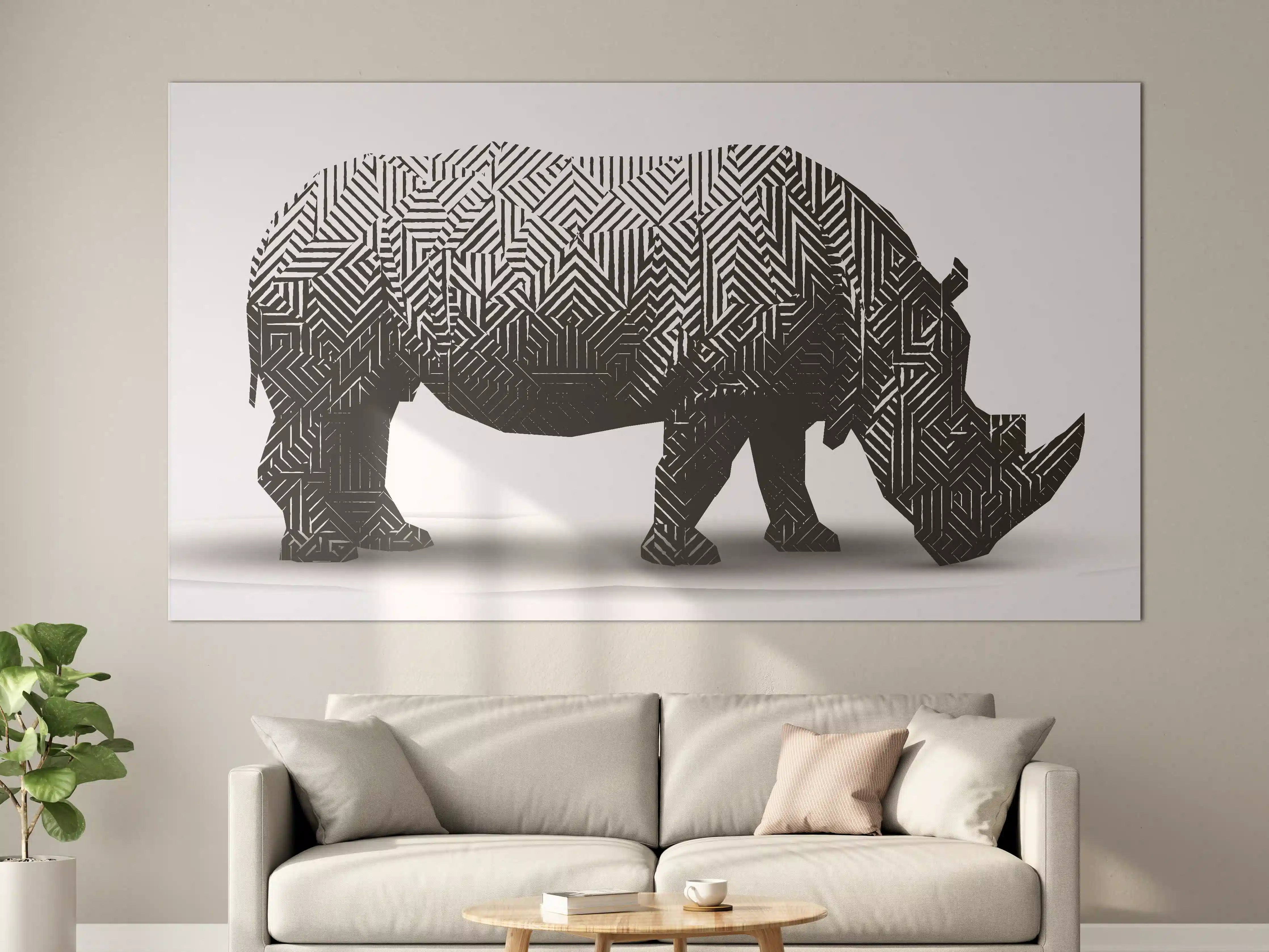 Große Wandbilder - Schwarz-Weiß Grafik Nashorn