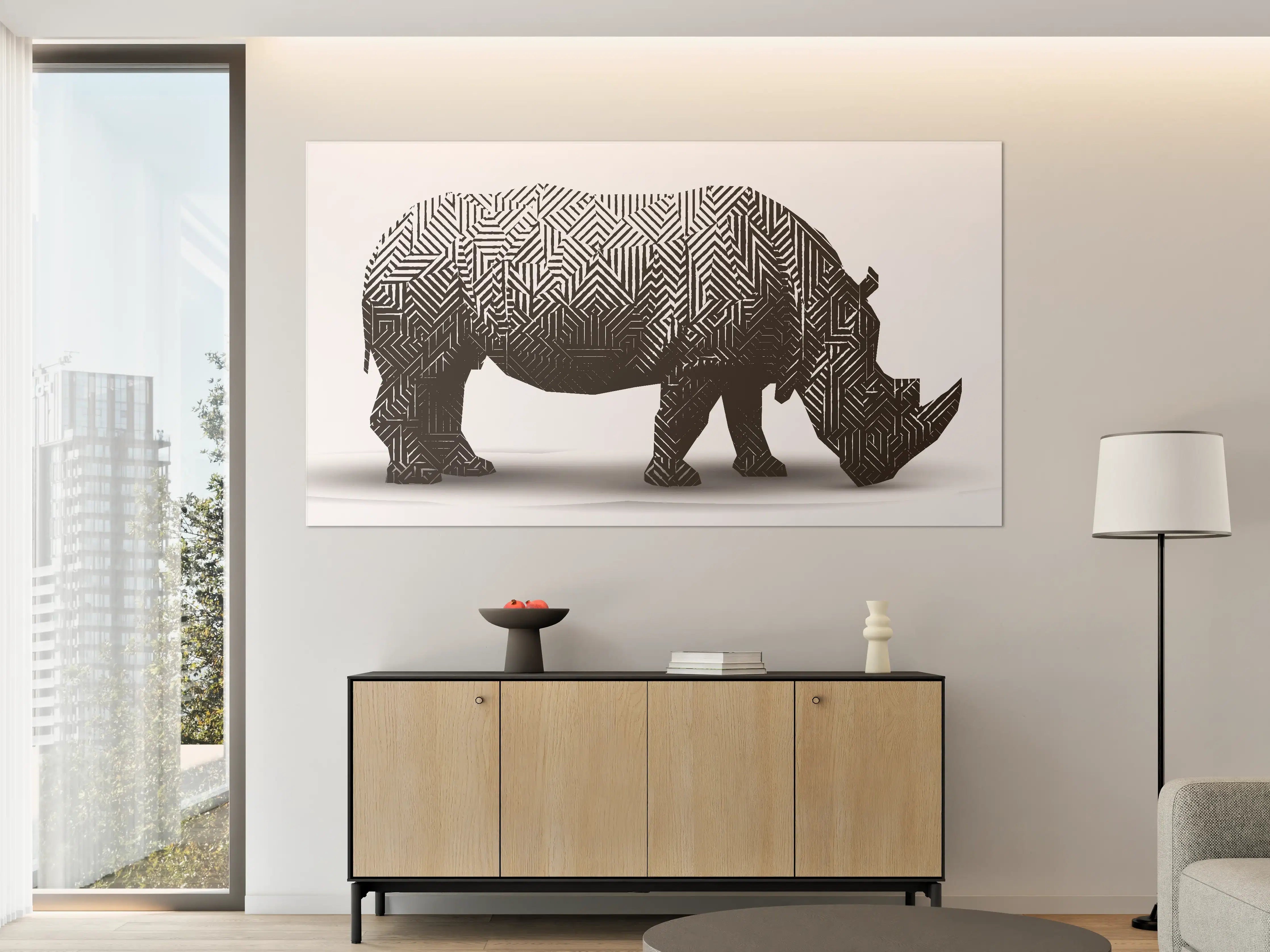 Große Wandbilder - Schwarz-Weiß Grafik Nashorn