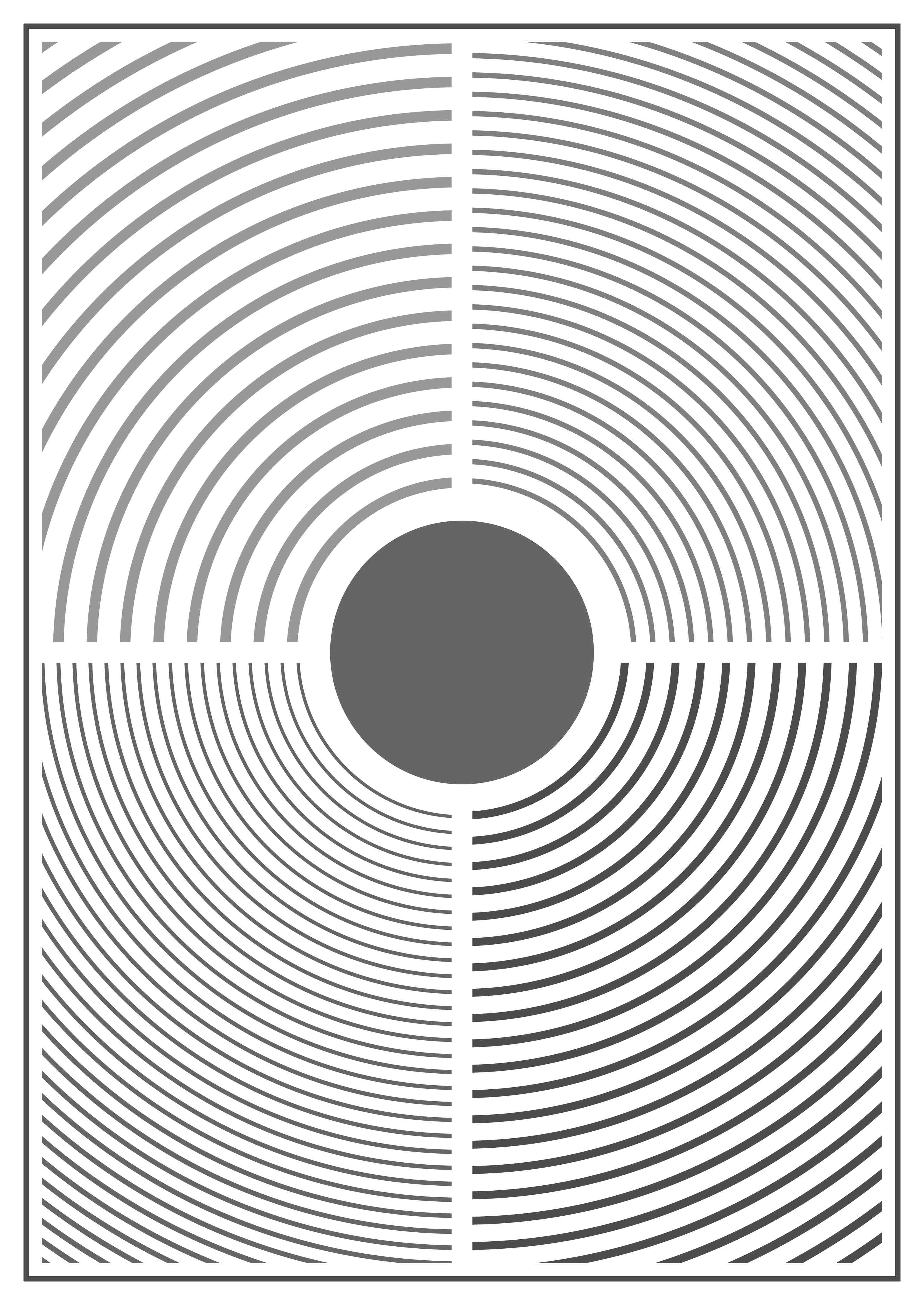 Große Wandbilder-Schwarz-Weiß-Graustufen-Design mit Kreis