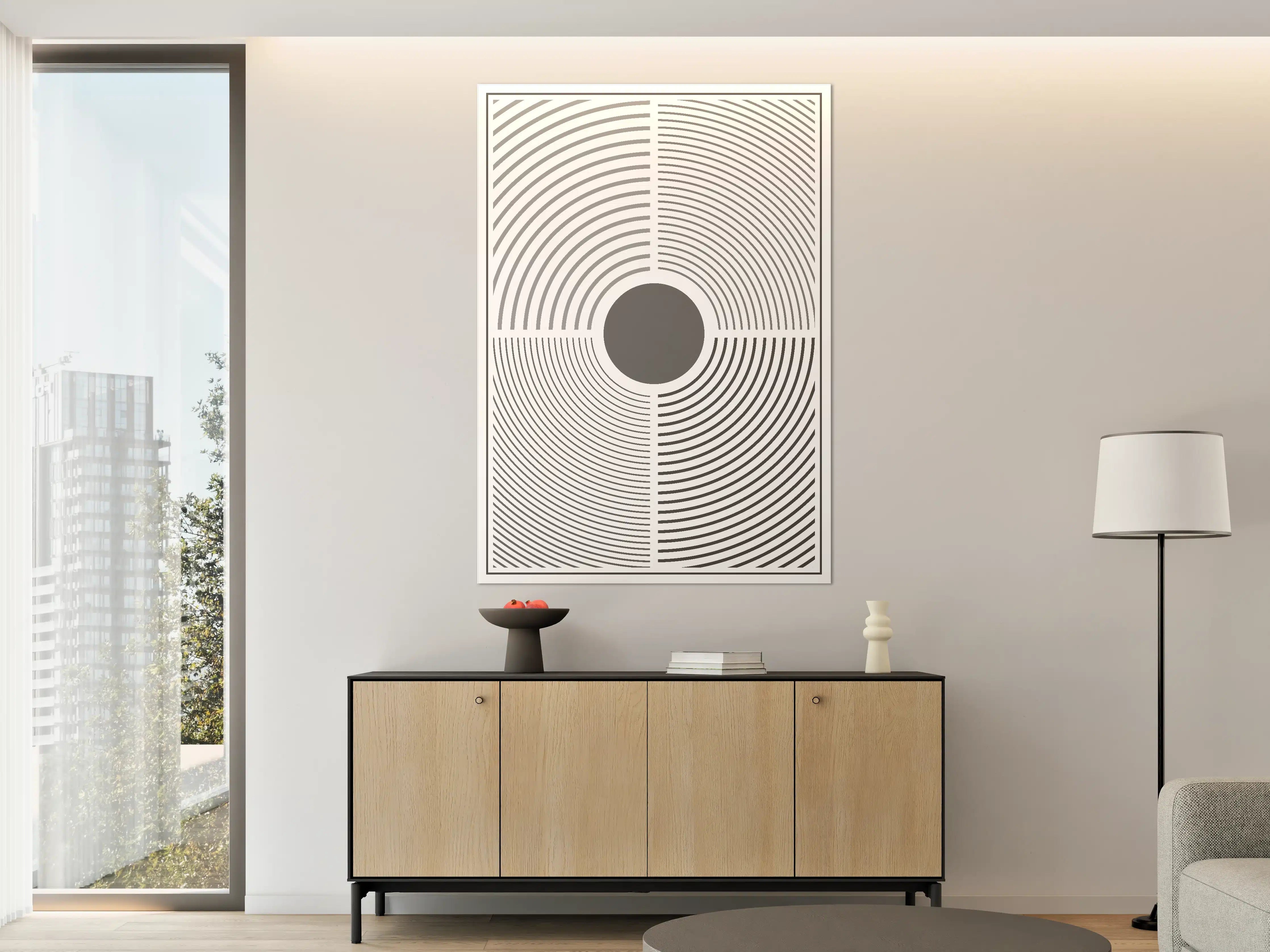 Große Wandbilder - Schwarz-Weiß-Graustufen-Design mit Kreis