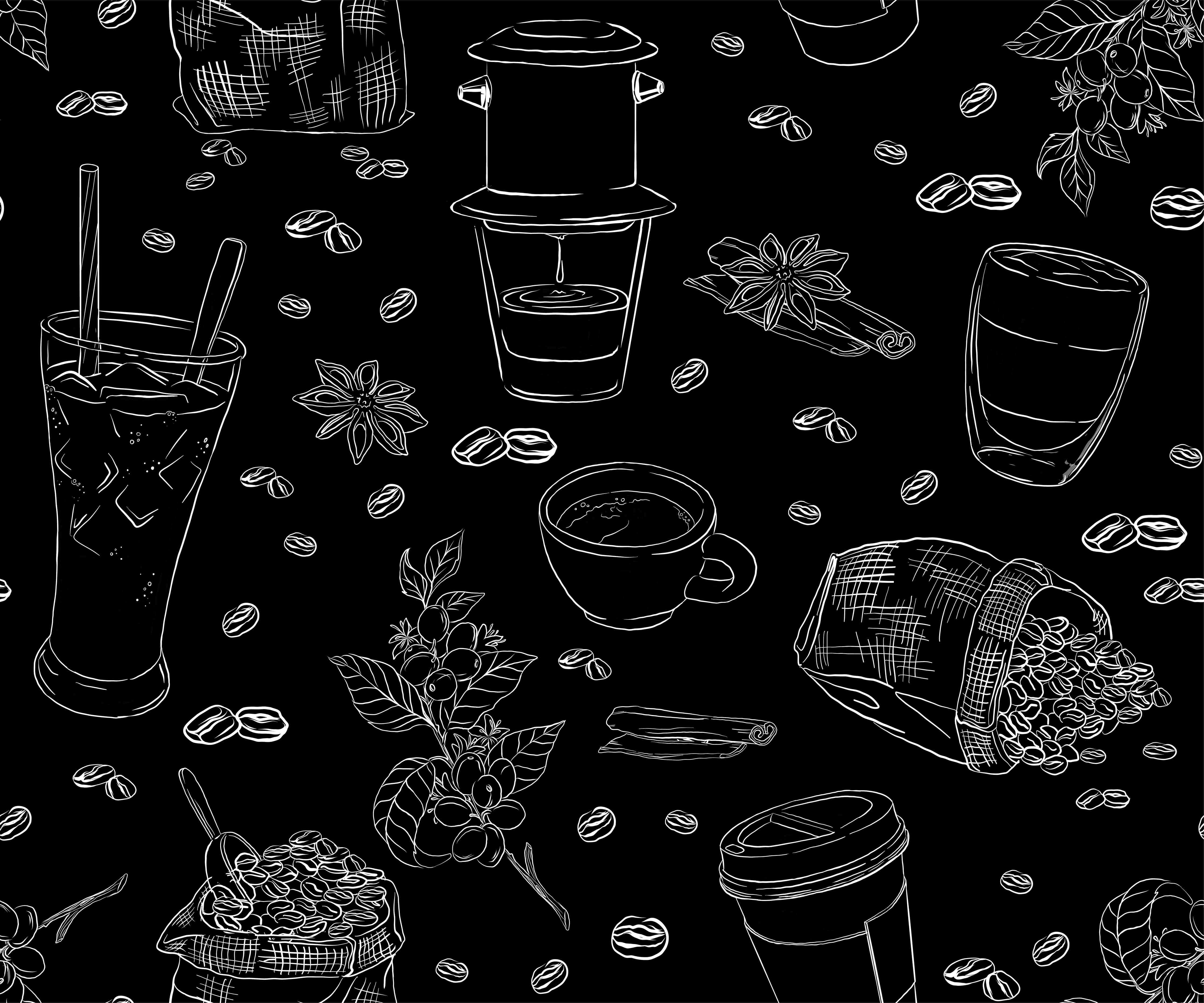 Große Wandbilder-Schwarz-Weiß Kaffee-Gewürze