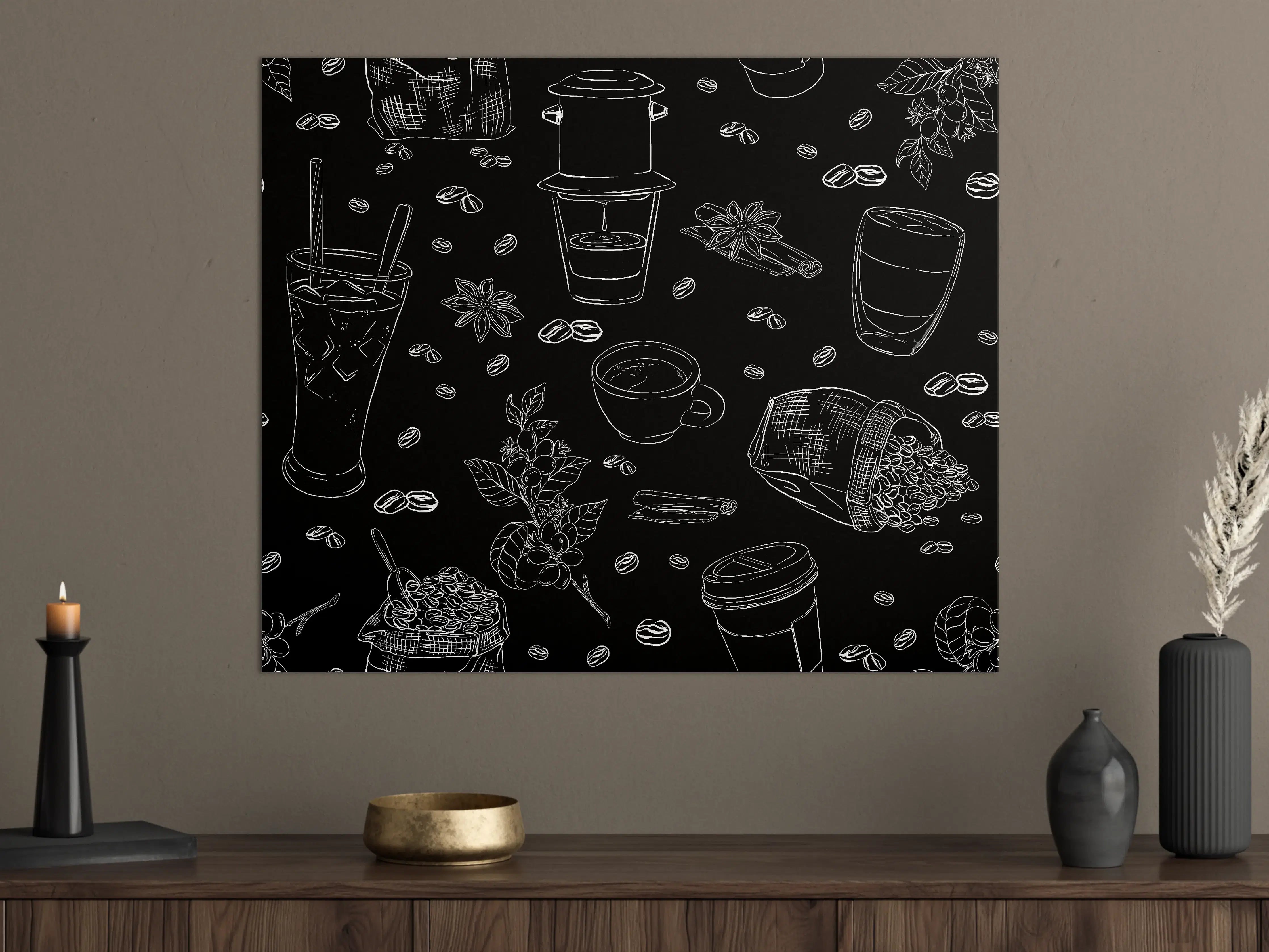 Große Wandbilder - Schwarz-Weiß Kaffee-Gewürze