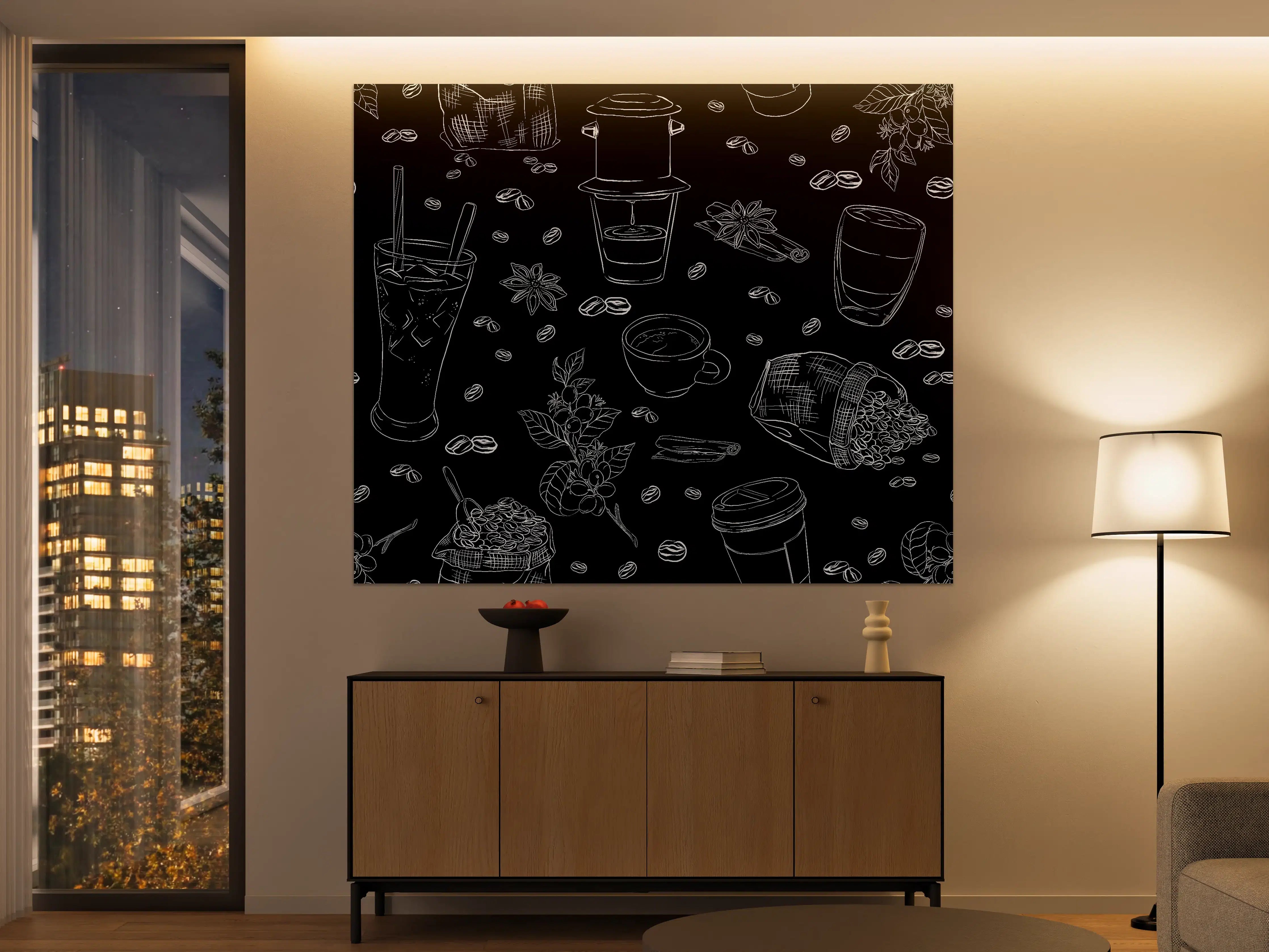 Große Wandbilder - Schwarz-Weiß Kaffee-Gewürze