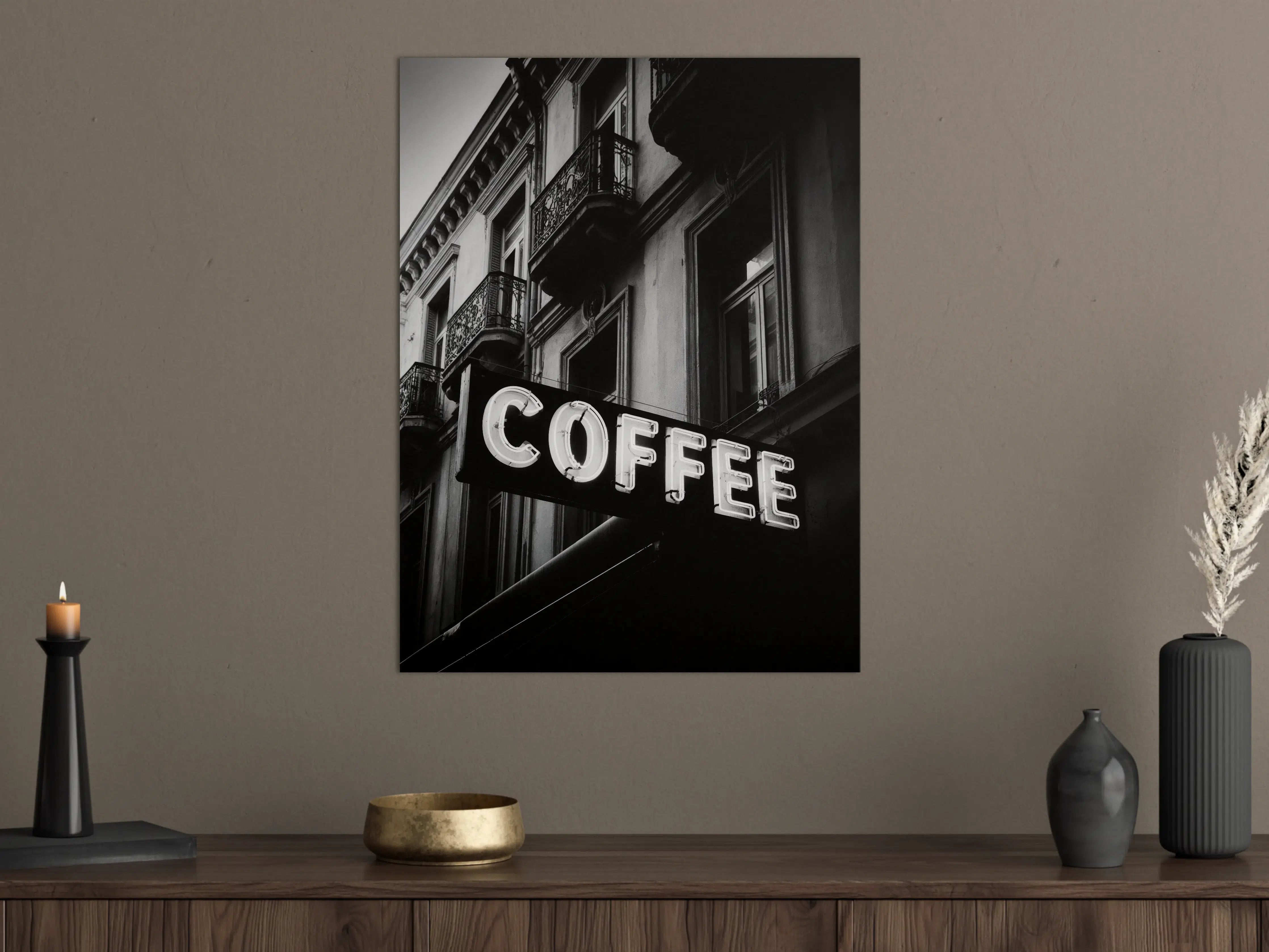 Große Wandbilder - Schwarz-Weiß Kaffee-Schild