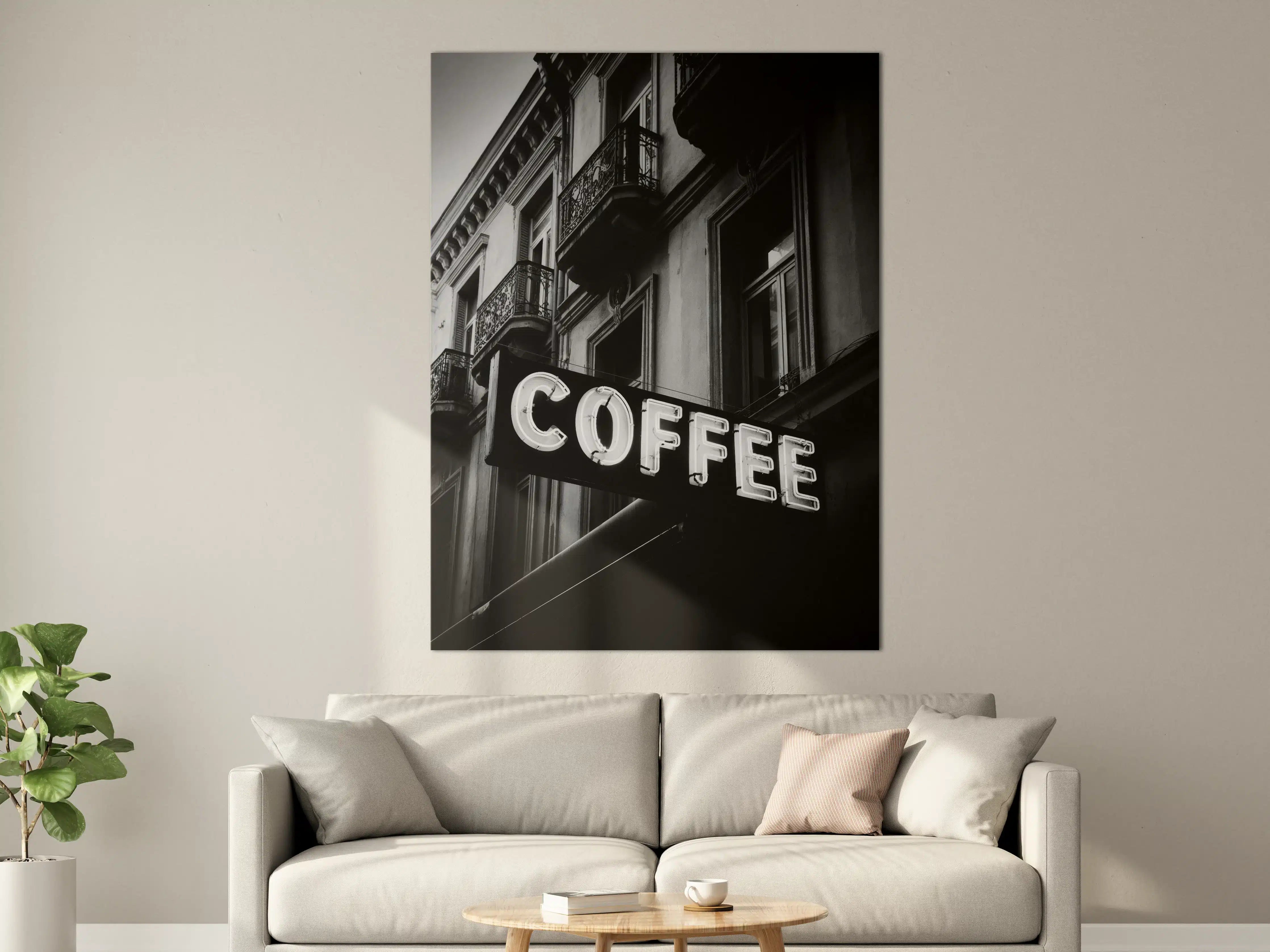 Große Wandbilder - Schwarz-Weiß Kaffee-Schild