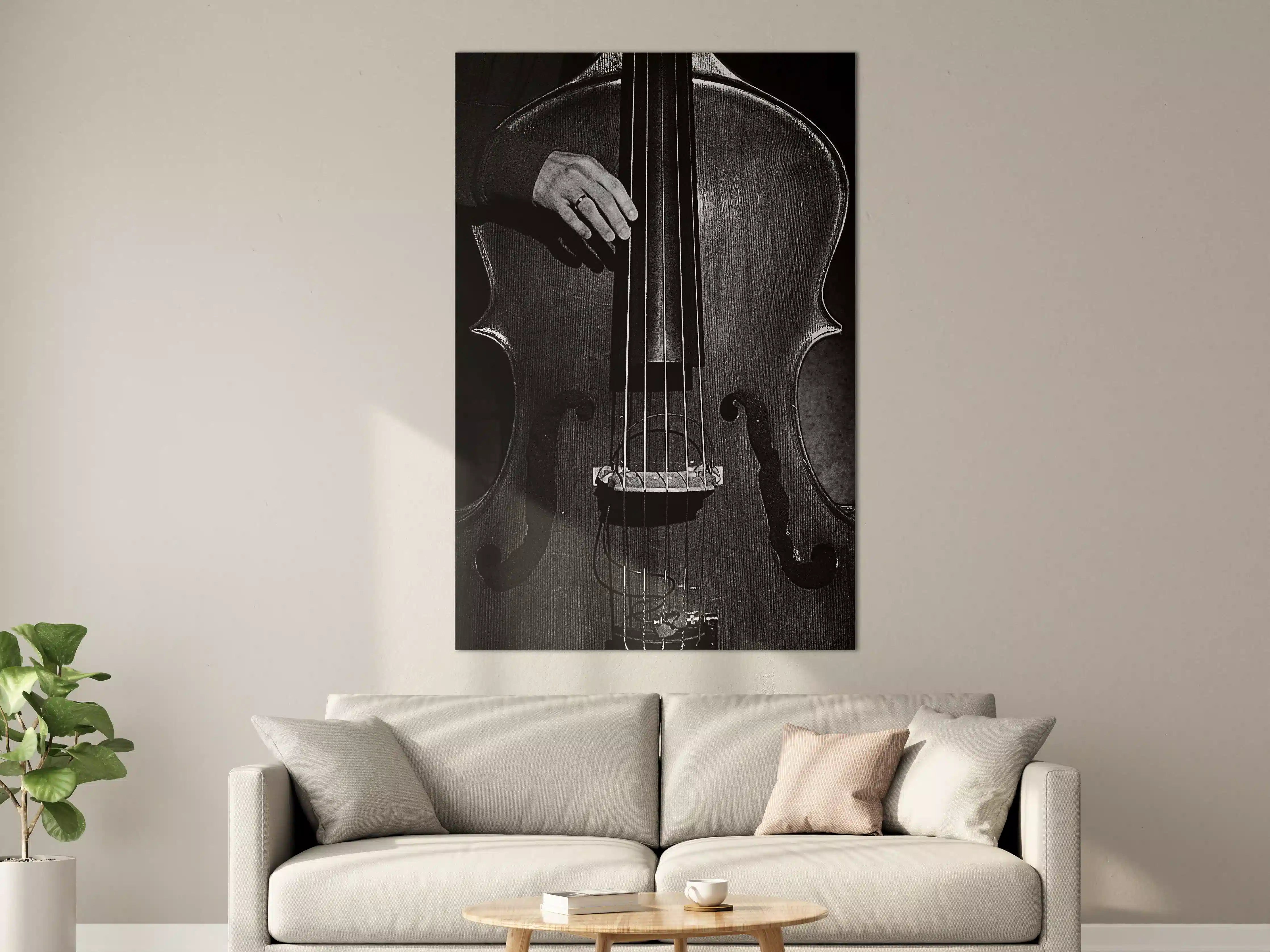 Große Wandbilder - Schwarz-Weiß-Kontrast: Musiker mit Cello