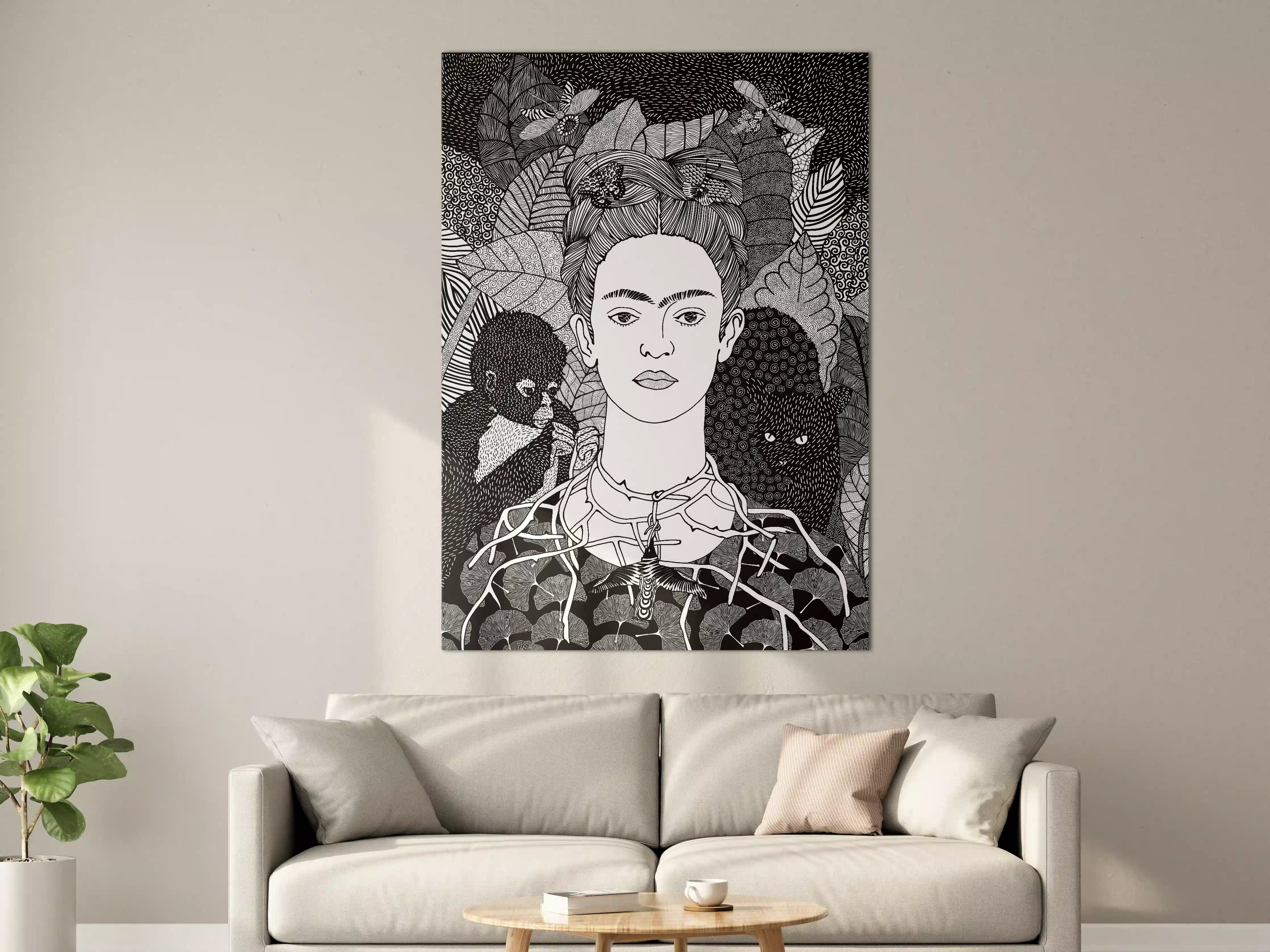 Große Wandbilder - Schwarz-Weiß-Kunstportrait mit Naturmotiven