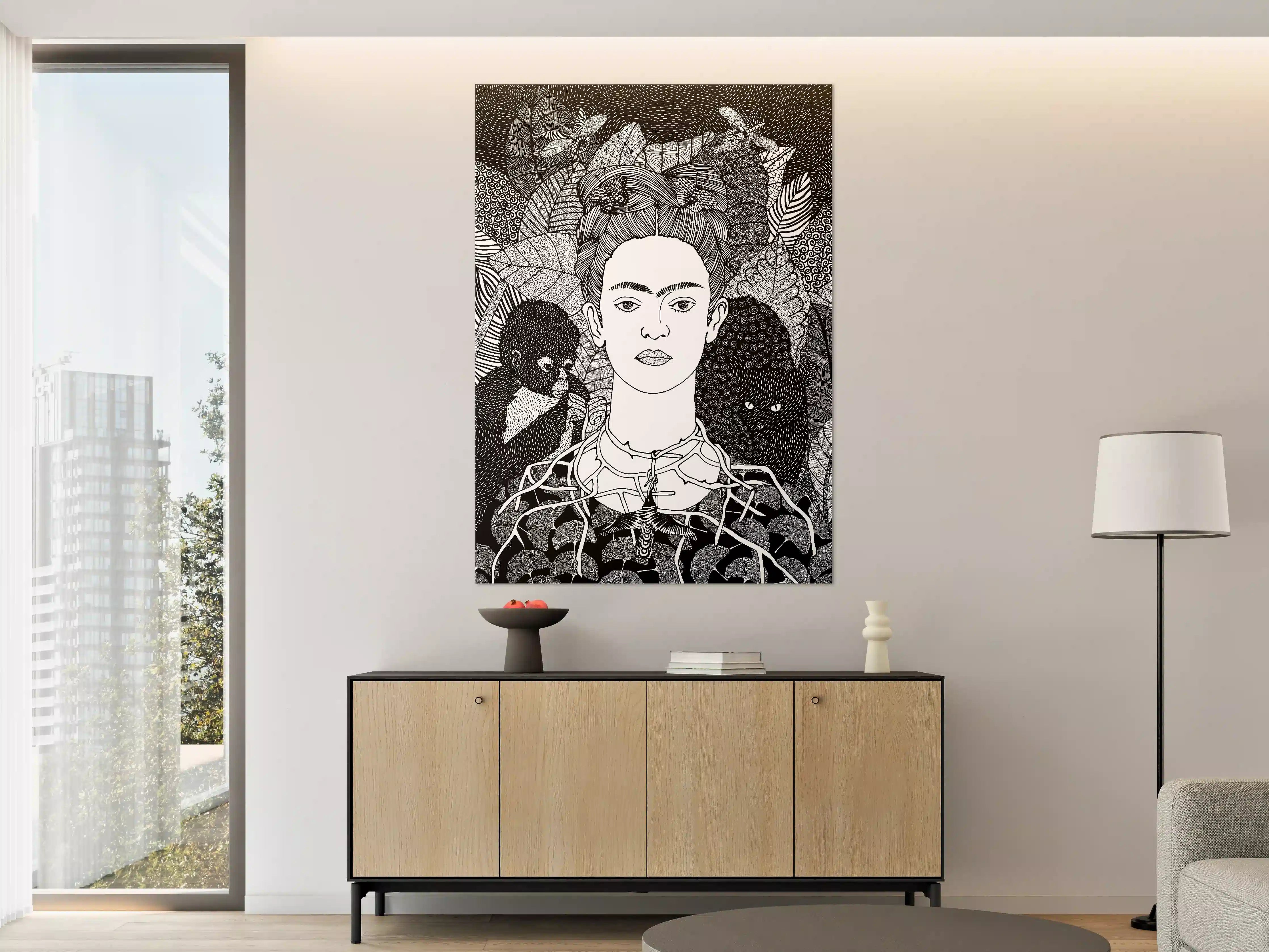 Große Wandbilder - Schwarz-Weiß-Kunstportrait mit Naturmotiven