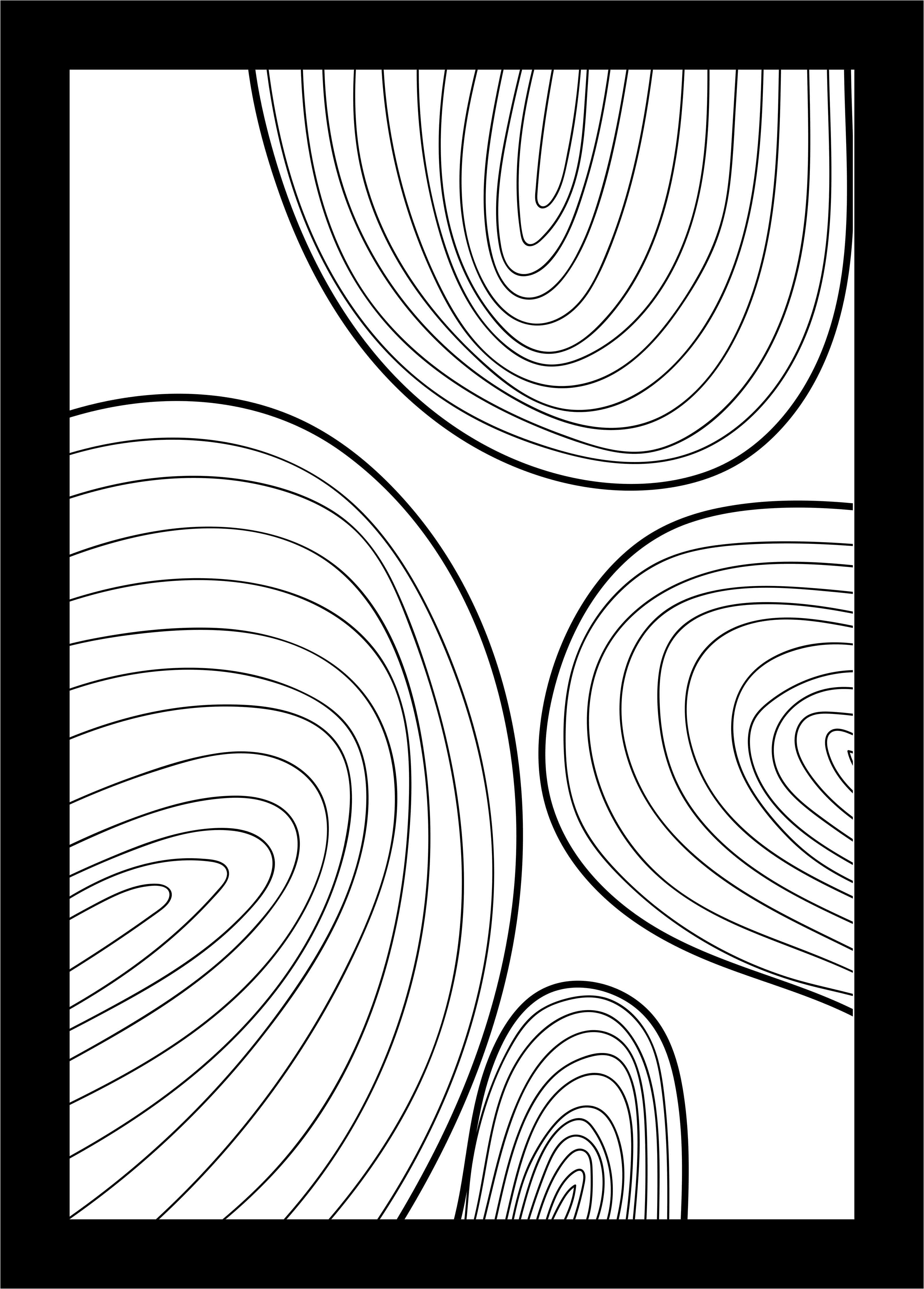 Große Wandbilder-Schwarz-Weiß Linienkunst mit Geometrischem Muster