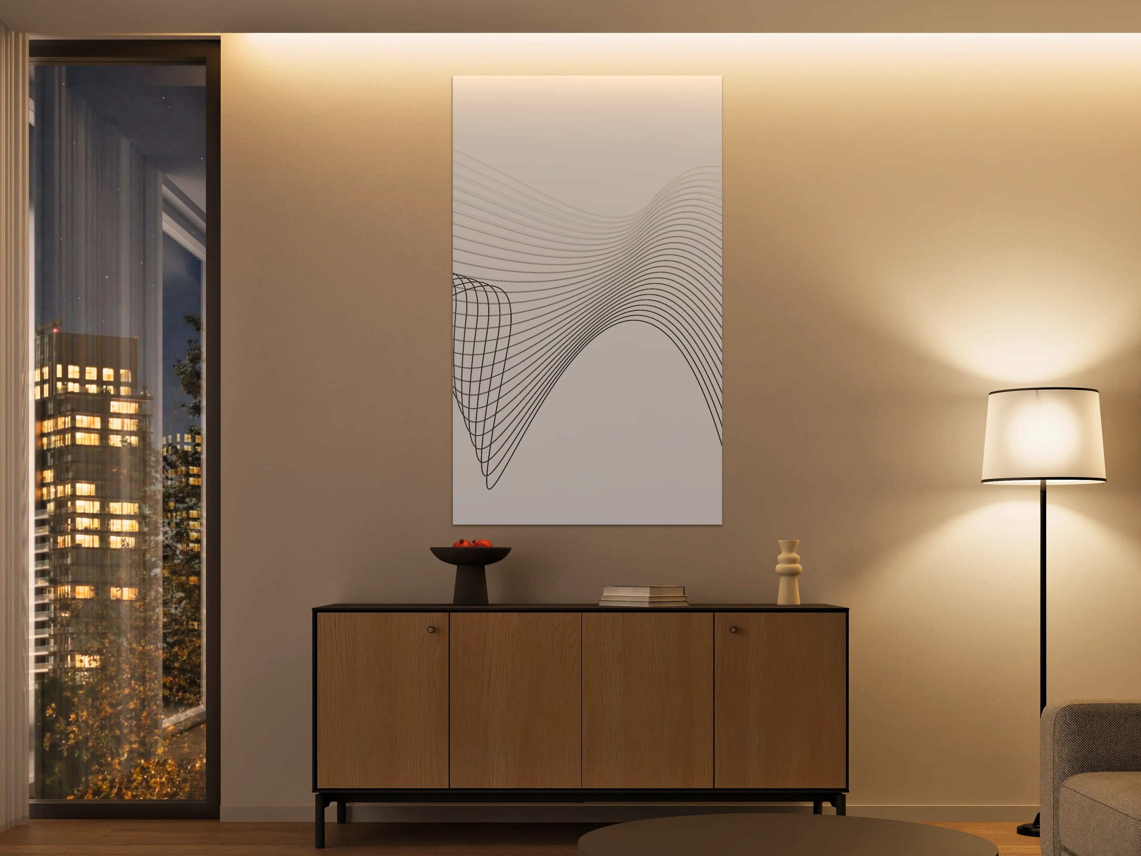 Große Wandbilder - Schwarz-Weiß-Linienkunst mit Graunuancen