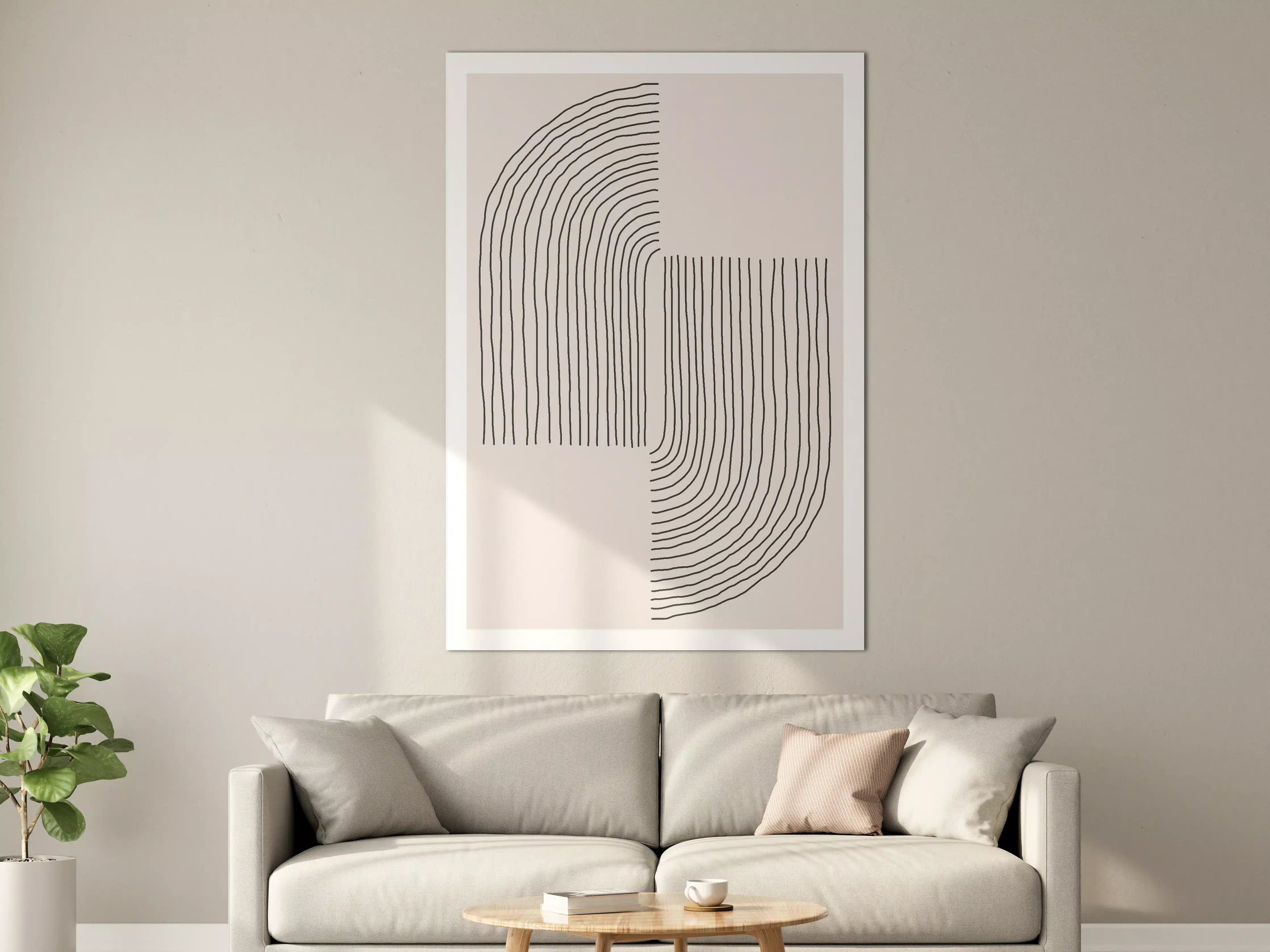 Große Wandbilder - Schwarz-Weiß Linienkunst mit Grautönen
