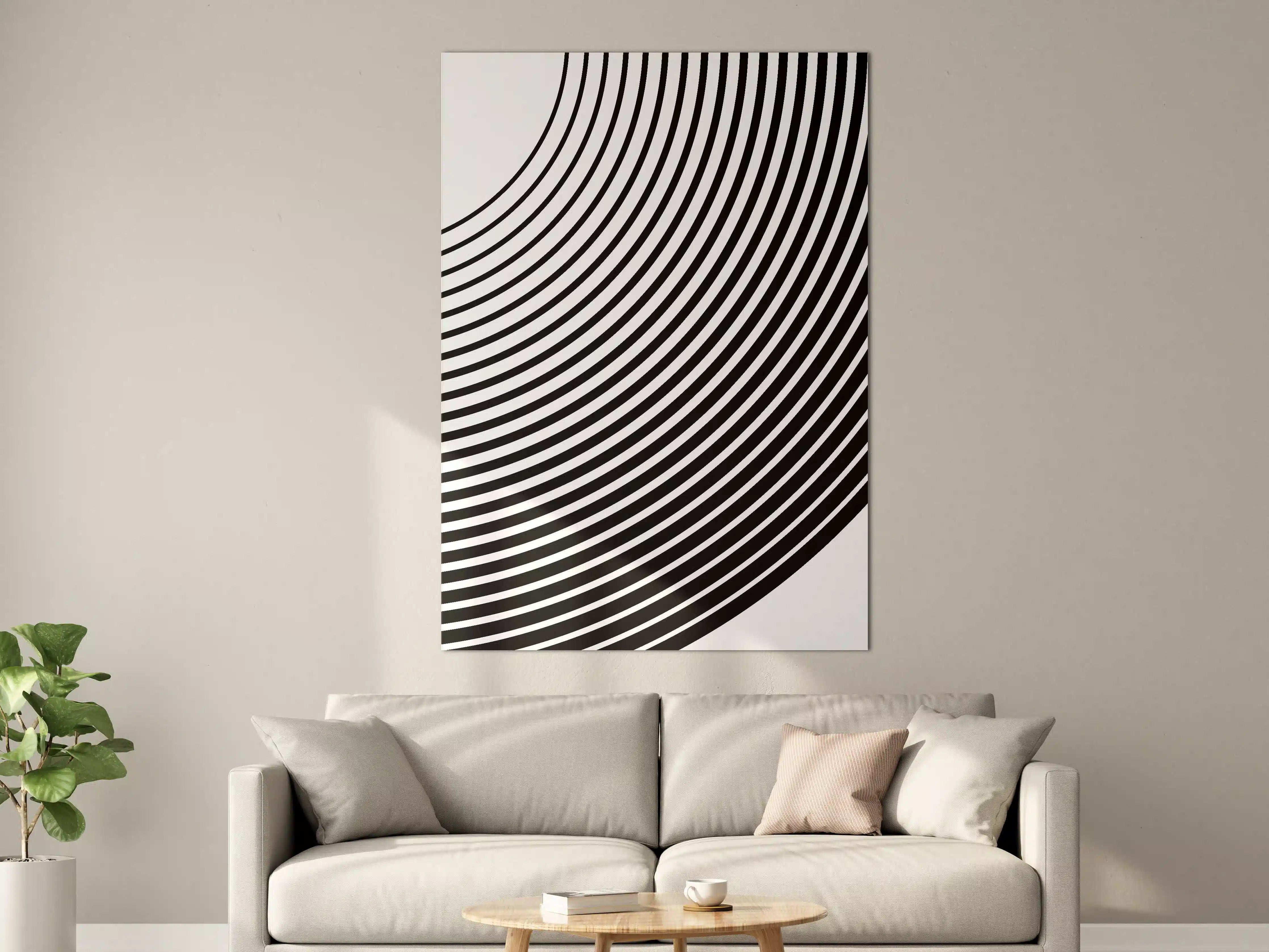 Große Wandbilder - Schwarz-Weiß Linienmuster mit Kreisdesign
