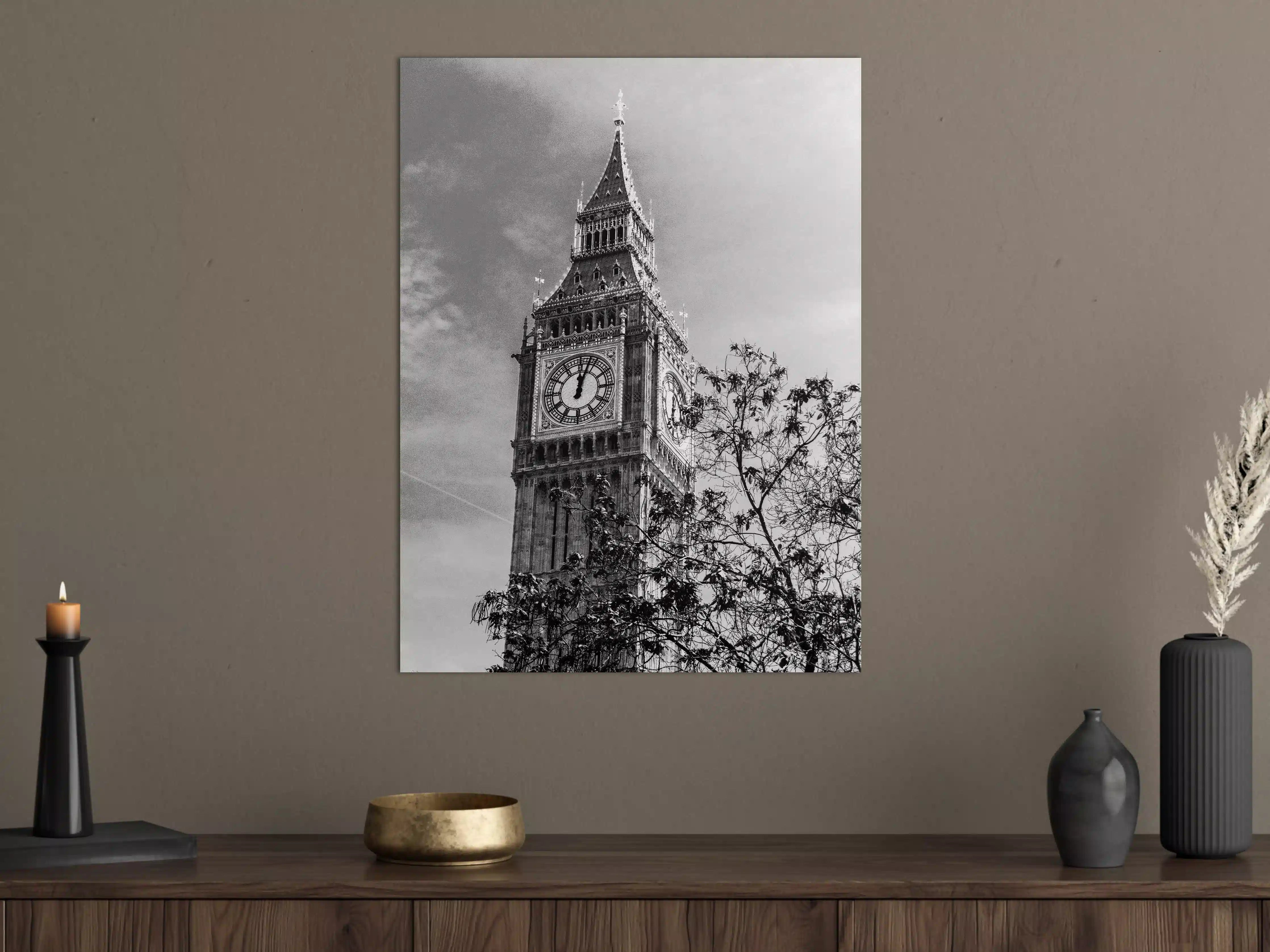 Große Wandbilder - Schwarz-Weiß-London Clock Tower