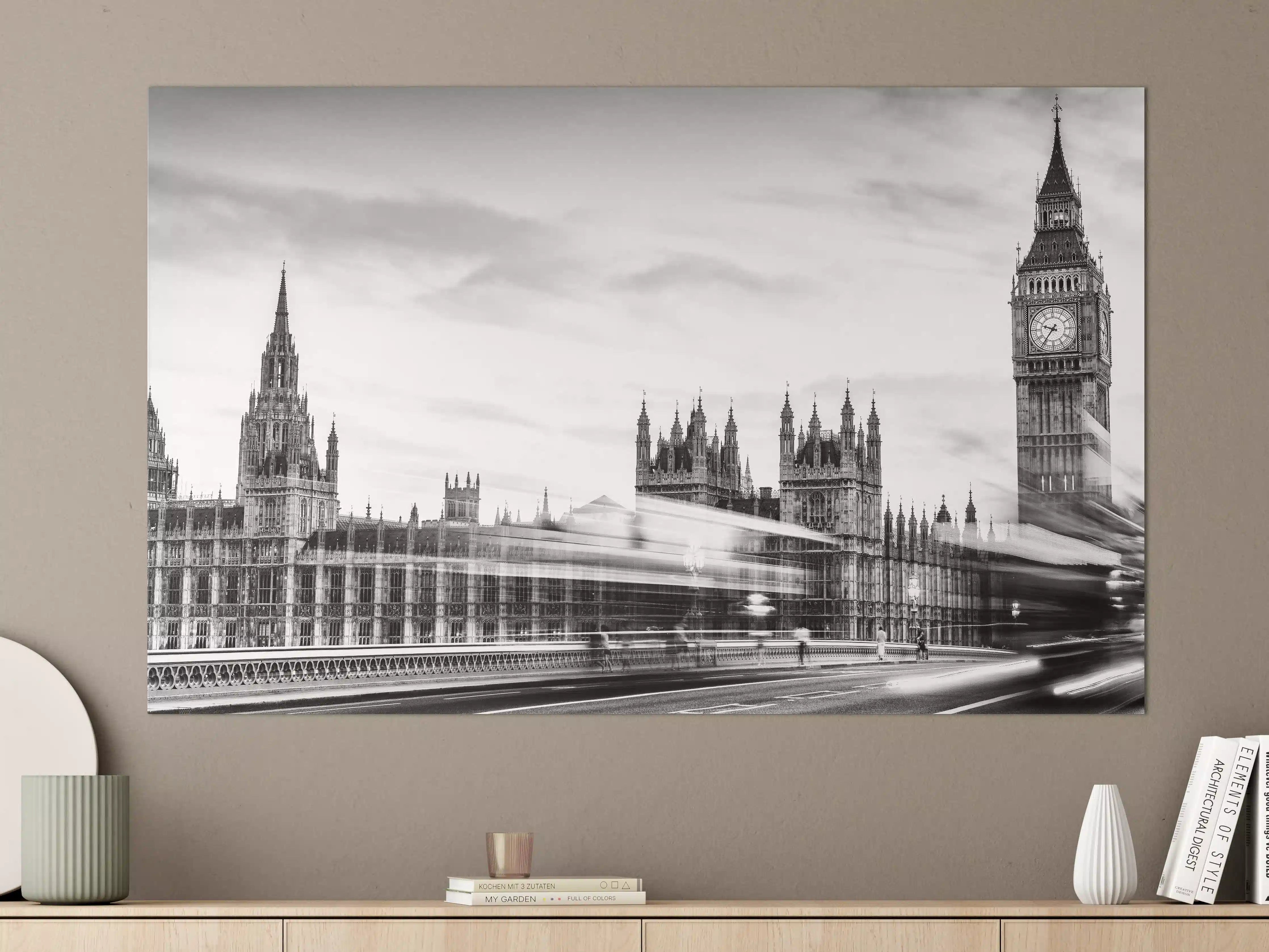 Große Wandbilder - Schwarz-Weiß-London mit Big Ben und historischen Gebäuden