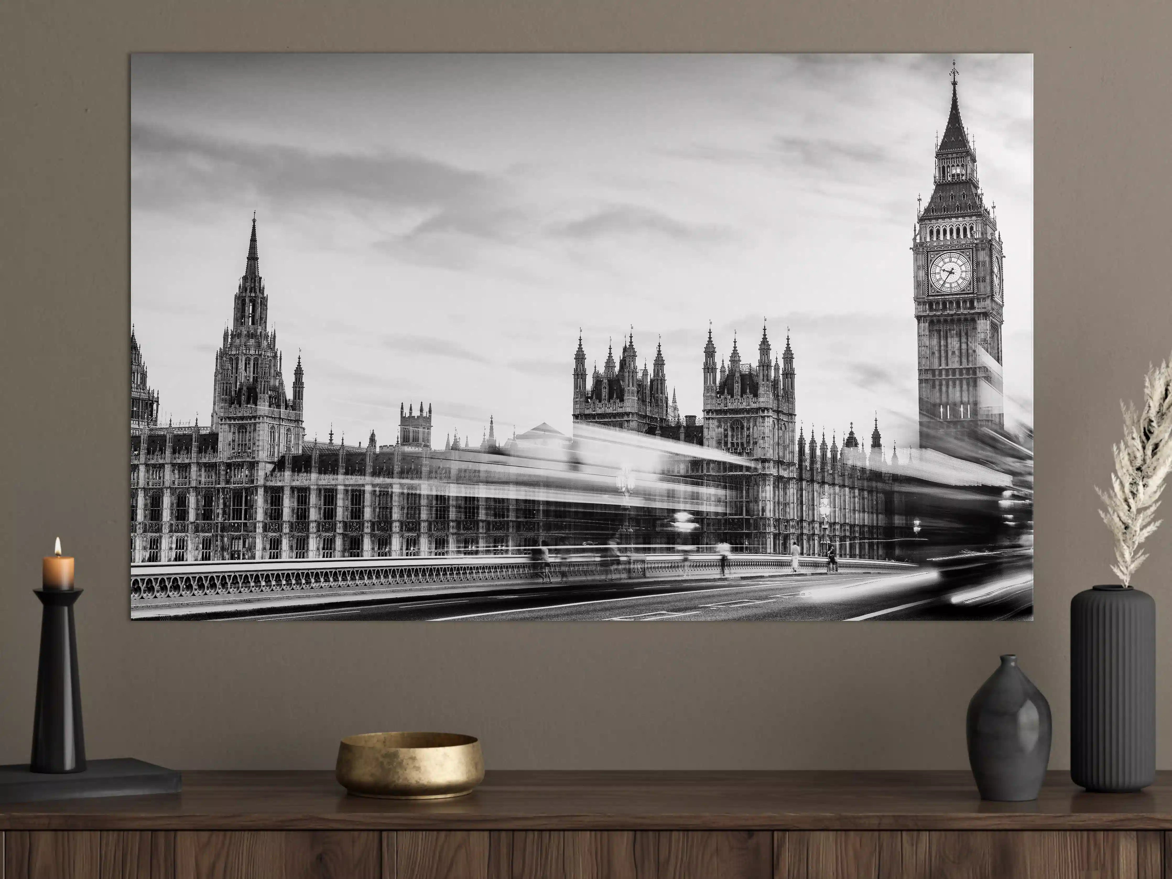 Große Wandbilder - Schwarz-Weiß-London mit Big Ben und historischen Gebäuden