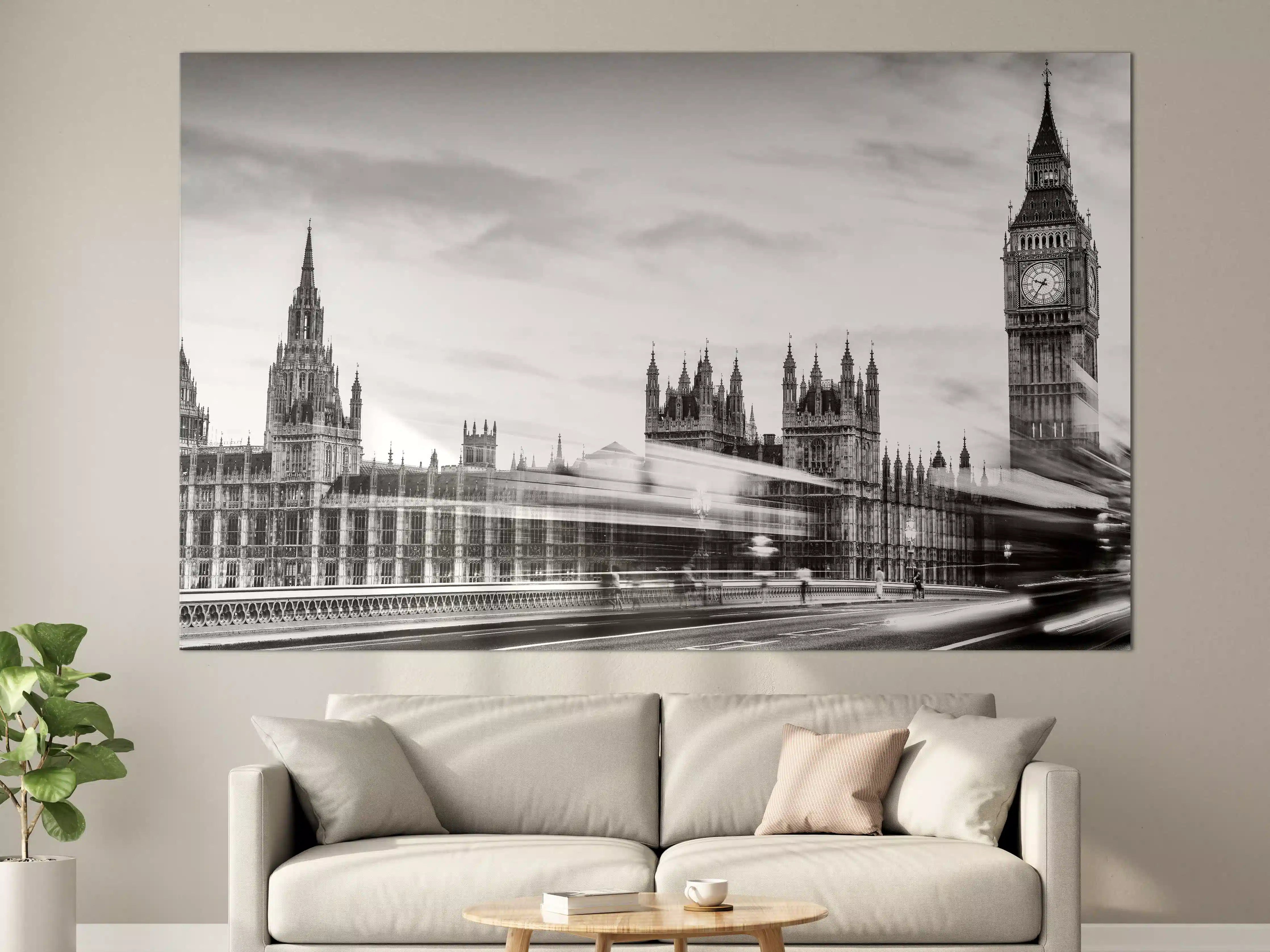 Große Wandbilder - Schwarz-Weiß-London mit Big Ben und historischen Gebäuden