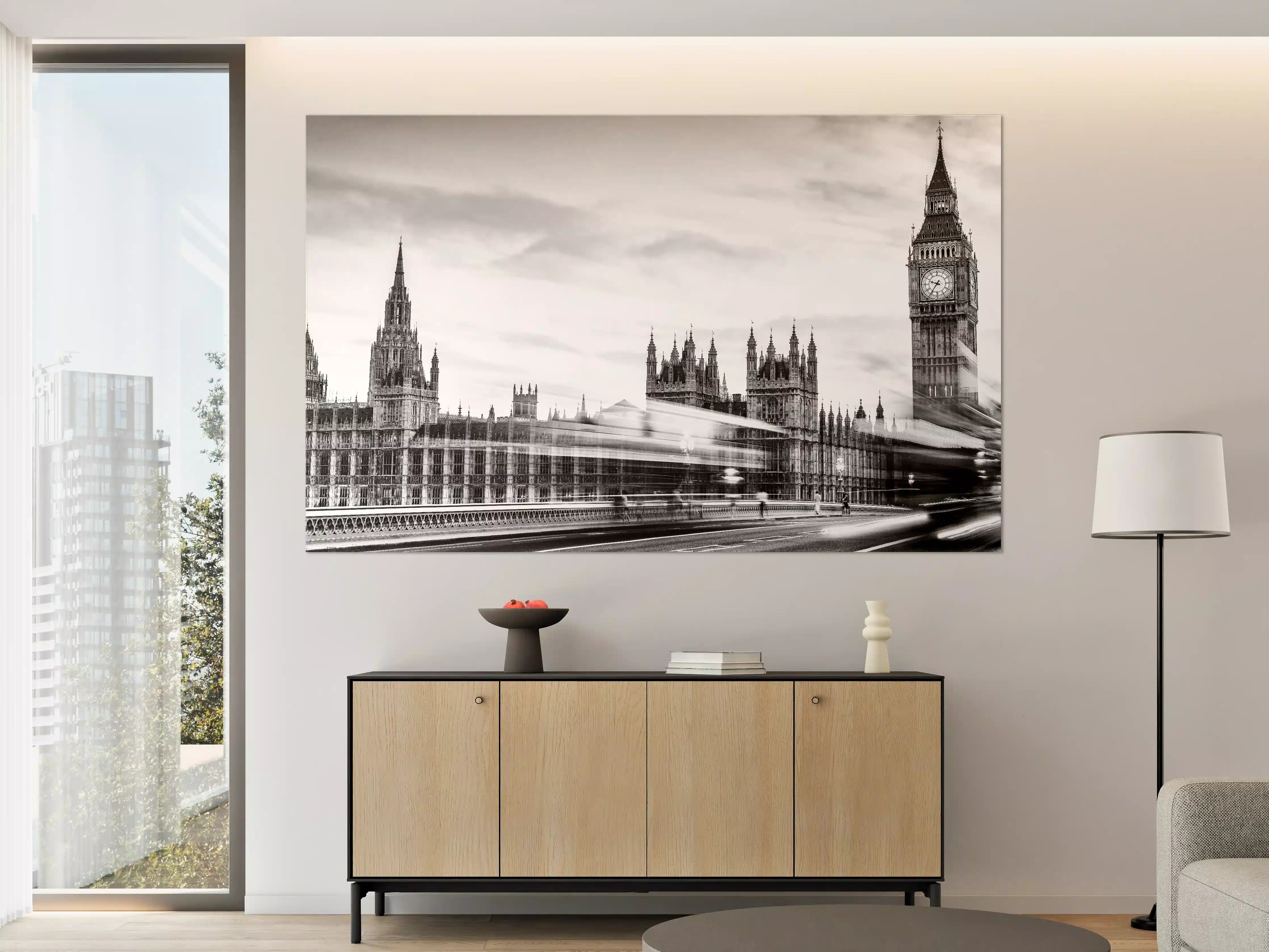 Große Wandbilder - Schwarz-Weiß-London mit Big Ben und historischen Gebäuden