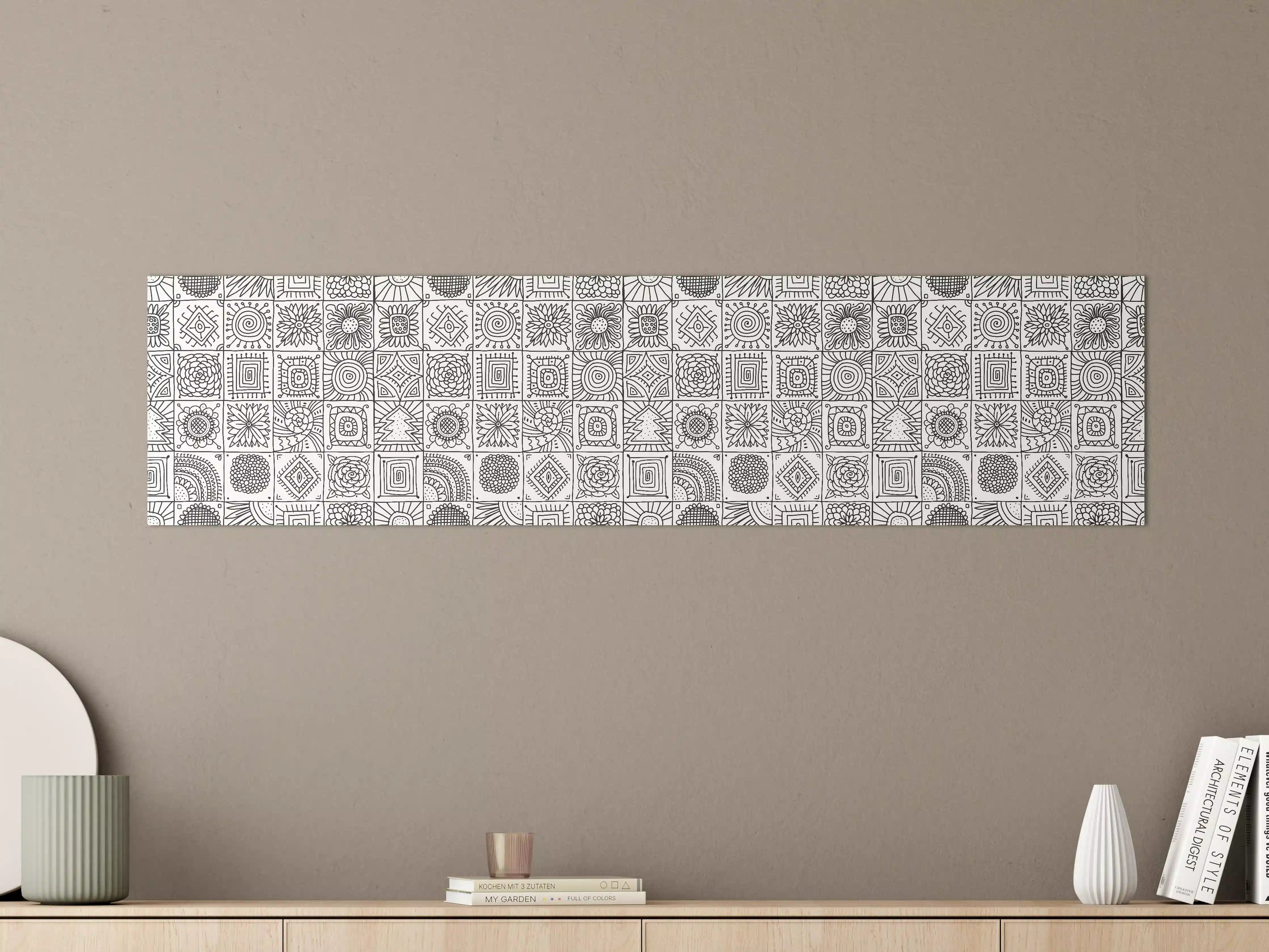 Große Wandbilder - Schwarz-Weiß-Muster in geometrischer Anordnung