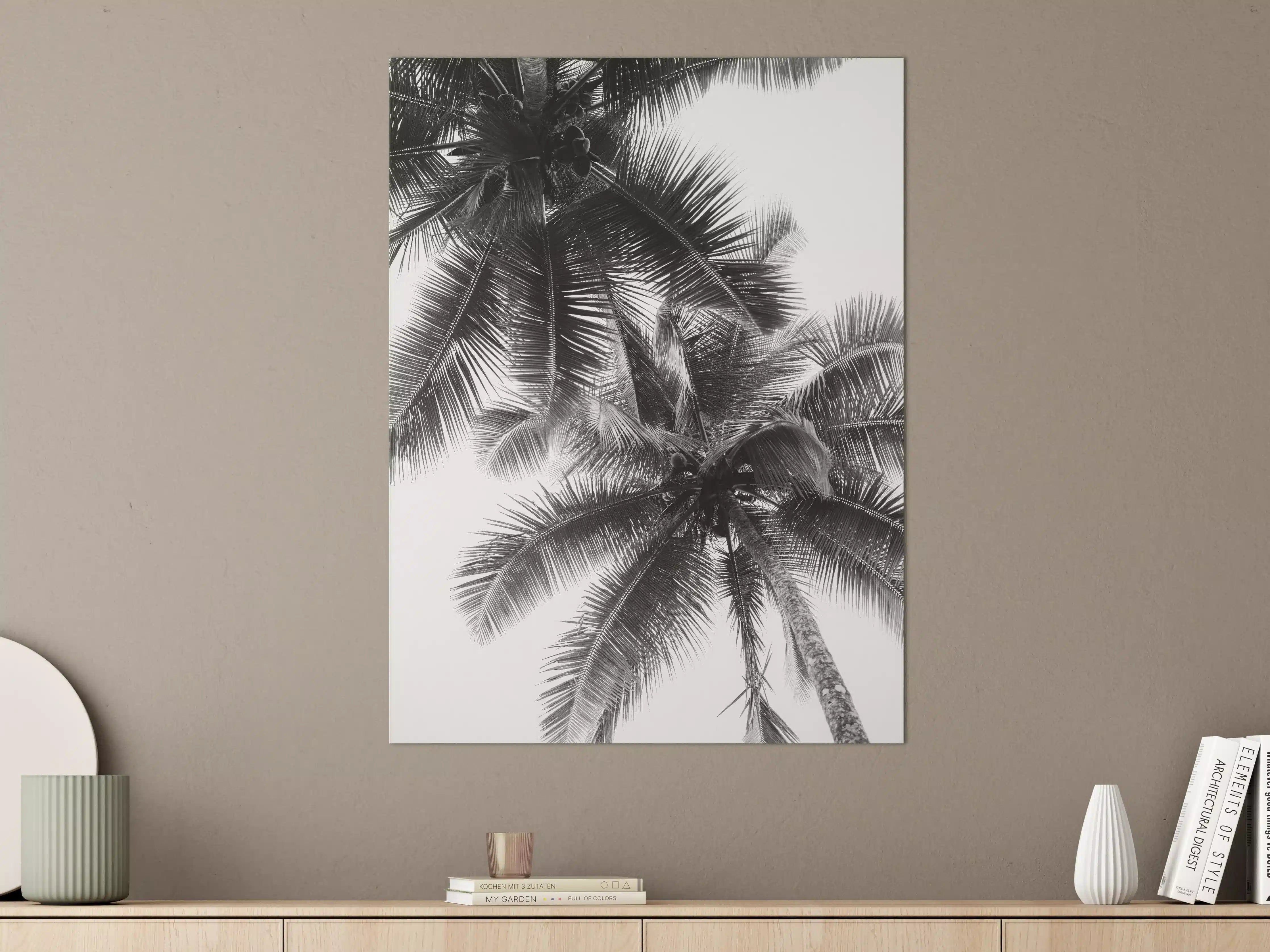 Große Wandbilder - Schwarz-Weiß-Palmenhof
